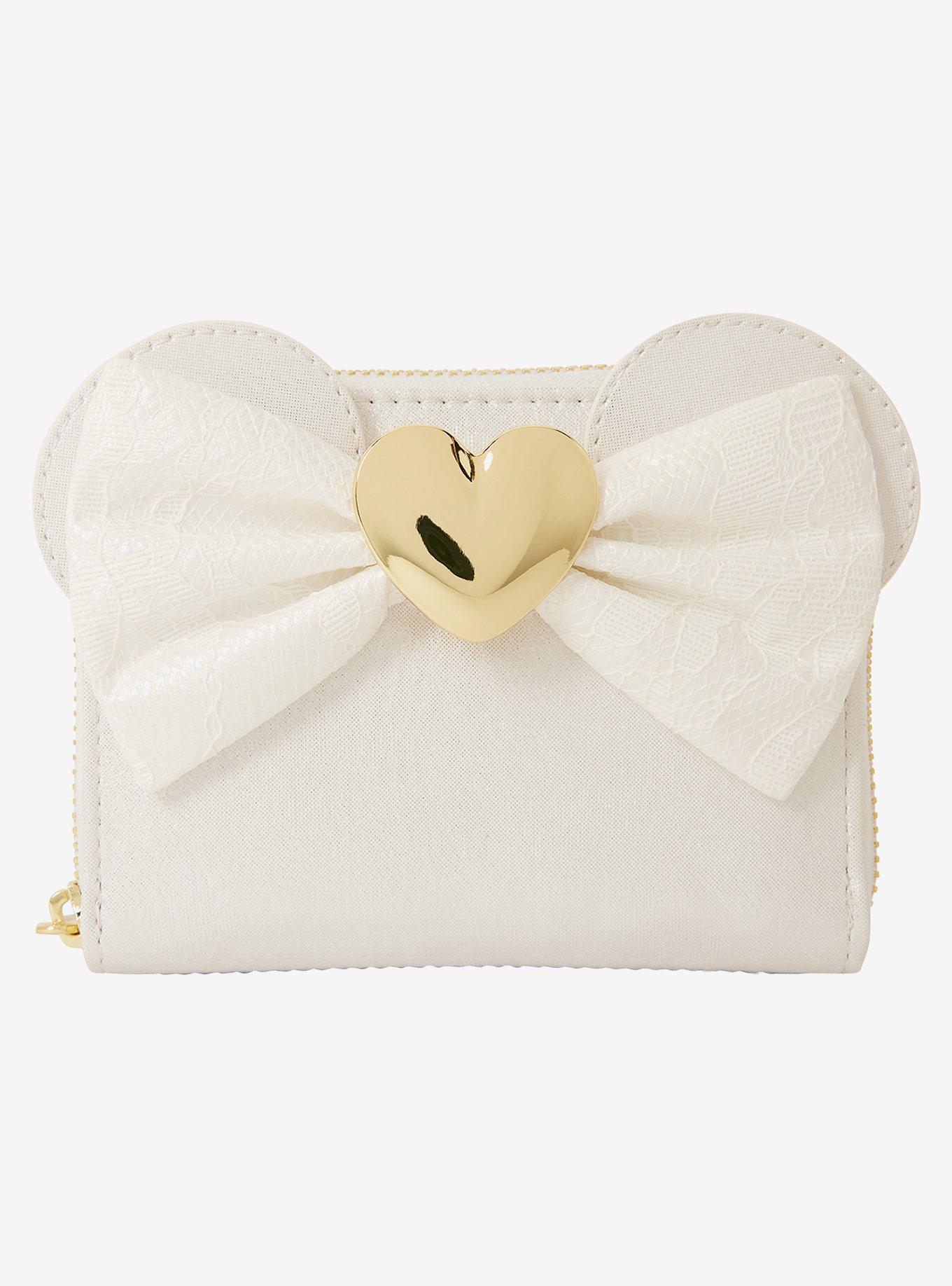 Loungefly Disney Minnie Mouse Ears Lace Wedding Small Zip Wallet, , hi-res