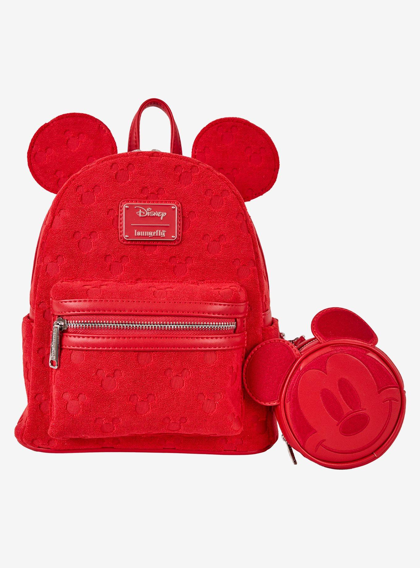 Loungefly Disney Mickey Mouse Plush Allover Print Ears Mini Backpack with Coin Purse