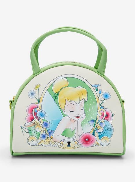 ☆Loungefly☆Peter Pan Tinker Bell Tote Crossbody Bag Peter Pan Tinker Bell Clover All-Over Print Tote Crossbody
