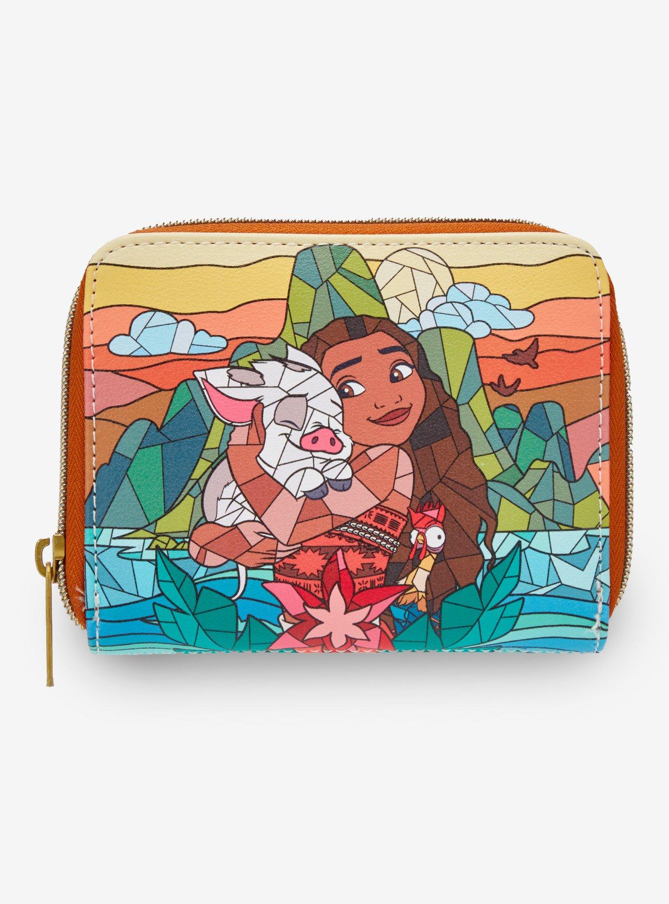 財布・ケース・小物入れ OHANA Loungefly Disney Moana & Friends Stained Glass Mini Zipper Wallet