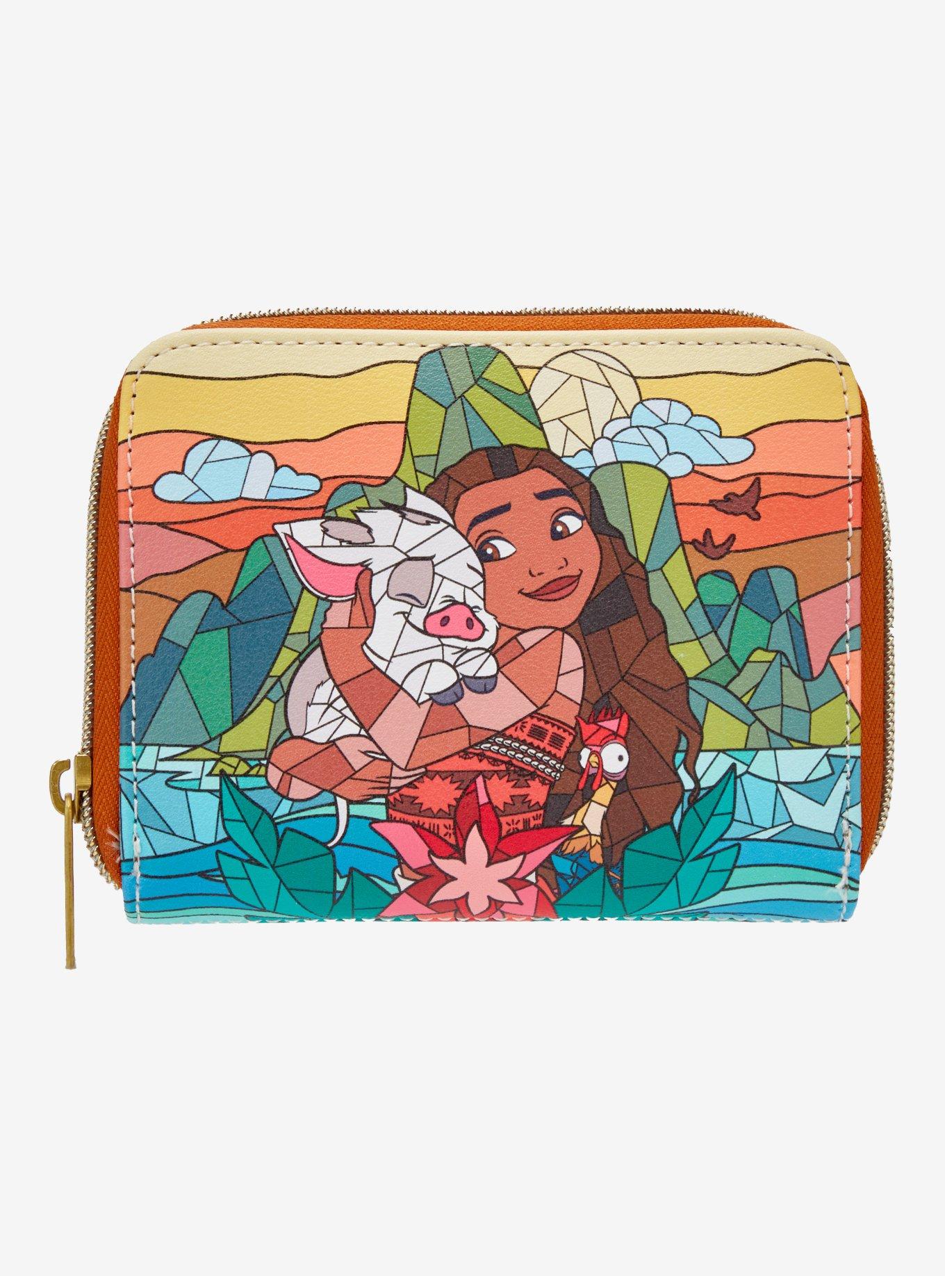 Loungefly Disney Moana & Friends Stained Glass Mini Zipper Wallet, , hi-res