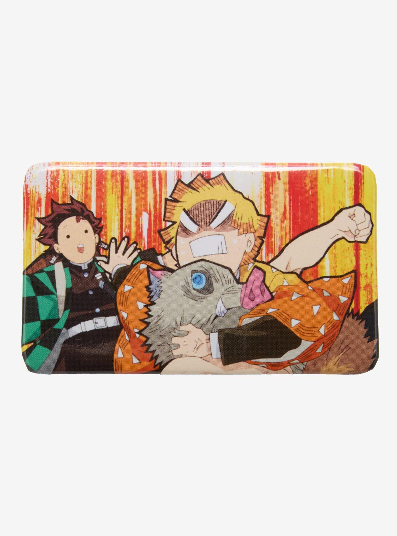 Demon Slayer: Kimetsu no Yaiba Tanjiro, Zenitsu, & Inosuke Rectangle Button Pin, , hi-res