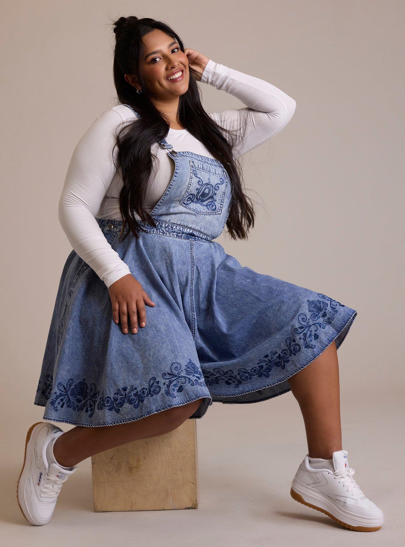 Her Universe Disney Cinderella Flared Denim Shortalls Plus Size Her Universe Exclusive