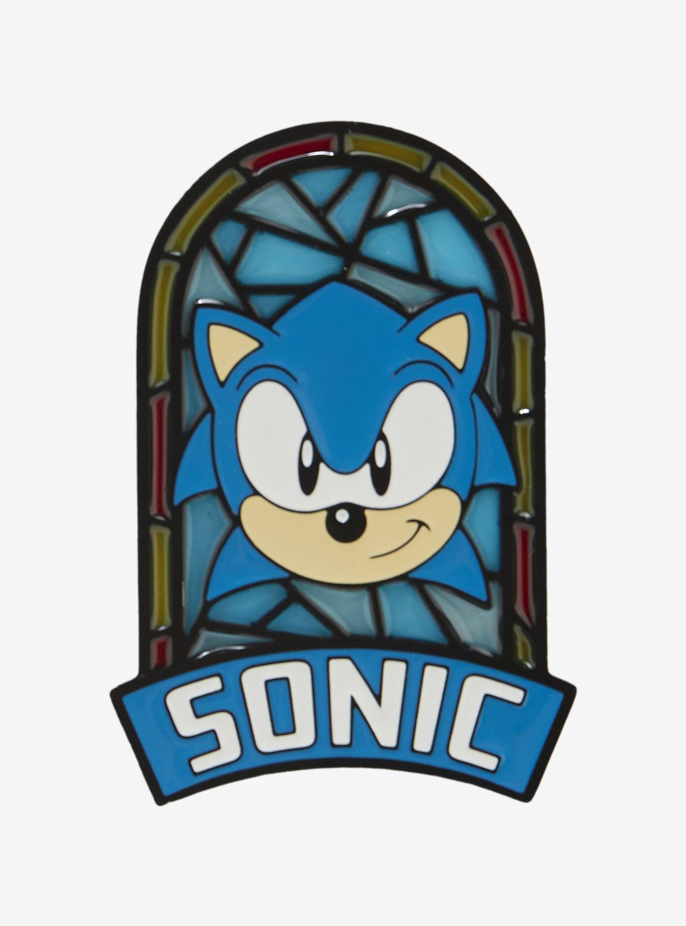 Sonic The Hedgehog Stained Glass Portrait Enamel Pin, , hi-res