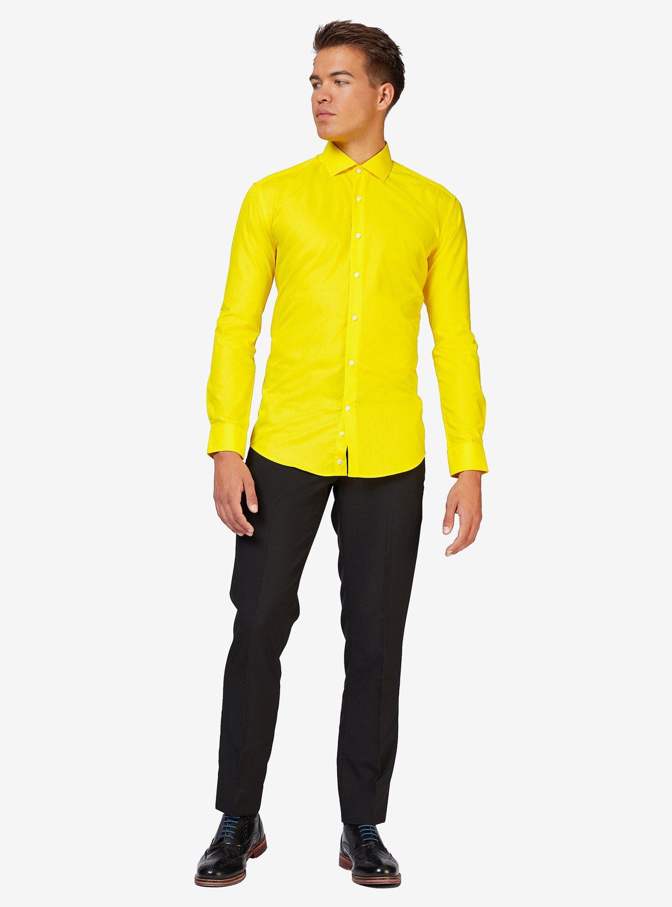 Yellow Fellow Long Sleeve Button-Up Shirt, BRIGHT YELLOW, hi-res