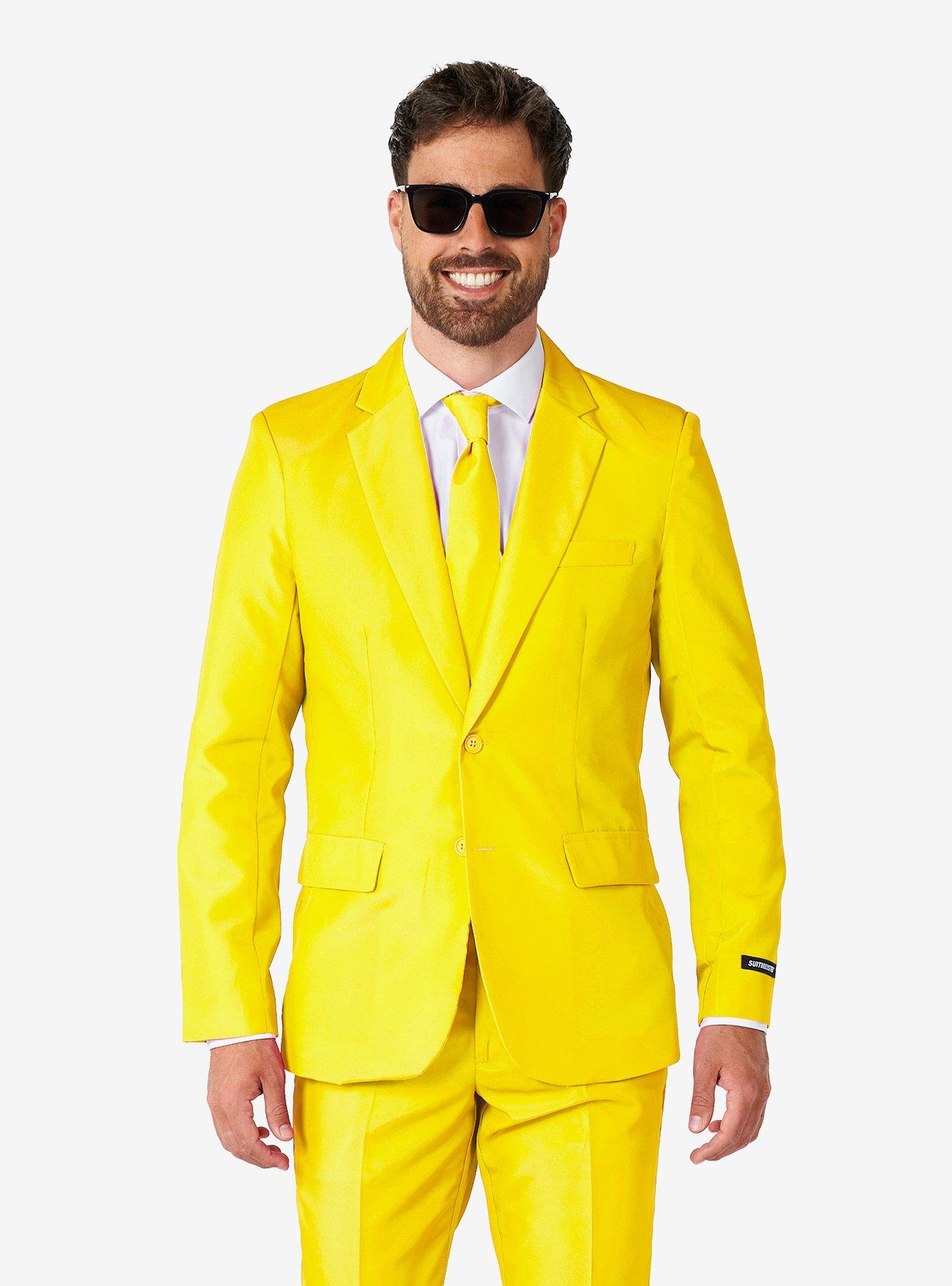 Solid Yellow Suit, BRIGHT YELLOW, hi-res