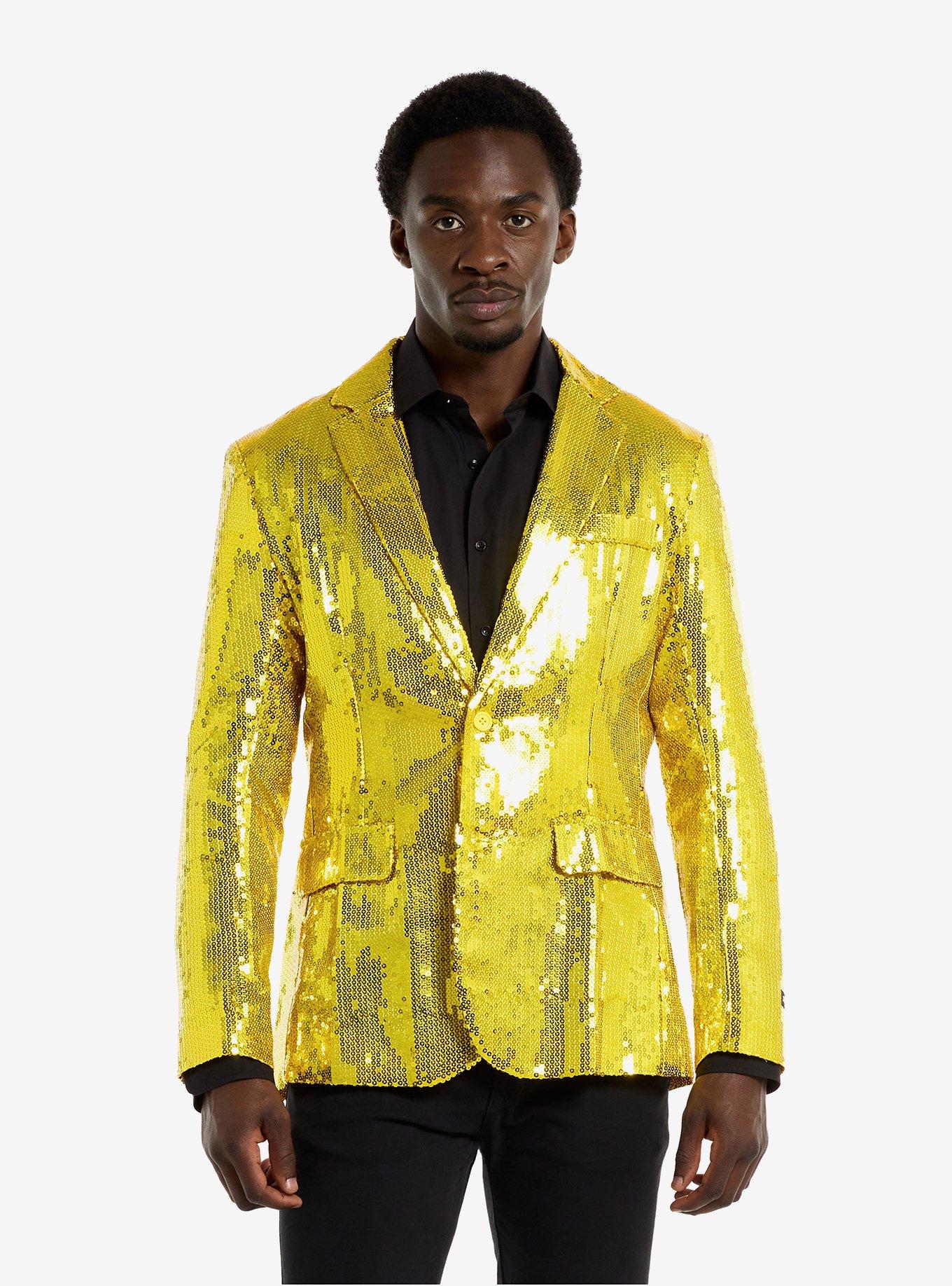 Sequins Yellow Blazer, BRIGHT YELLOW, hi-res