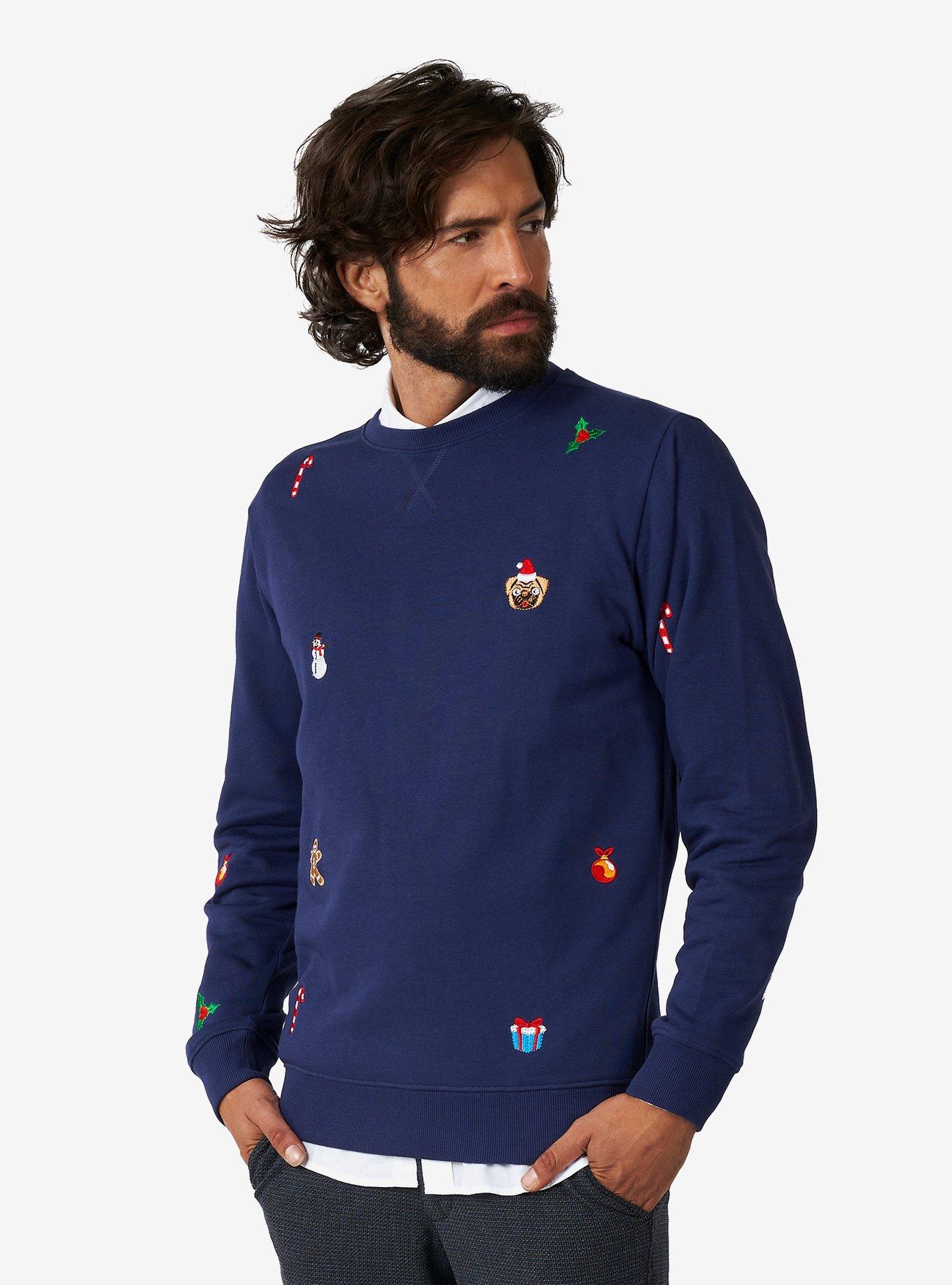 Christmas Icons Navy Sweater, , hi-res
