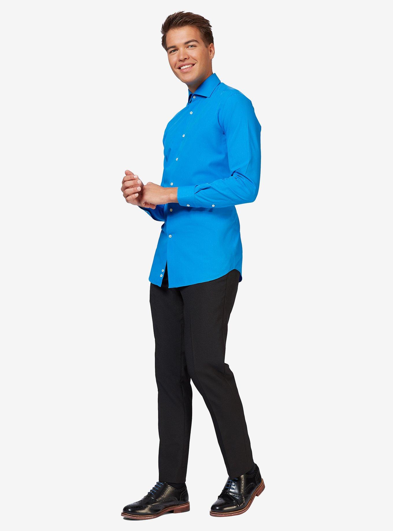 Blue Steel Long Sleeve Button-Up Shirt, BLUE, hi-res