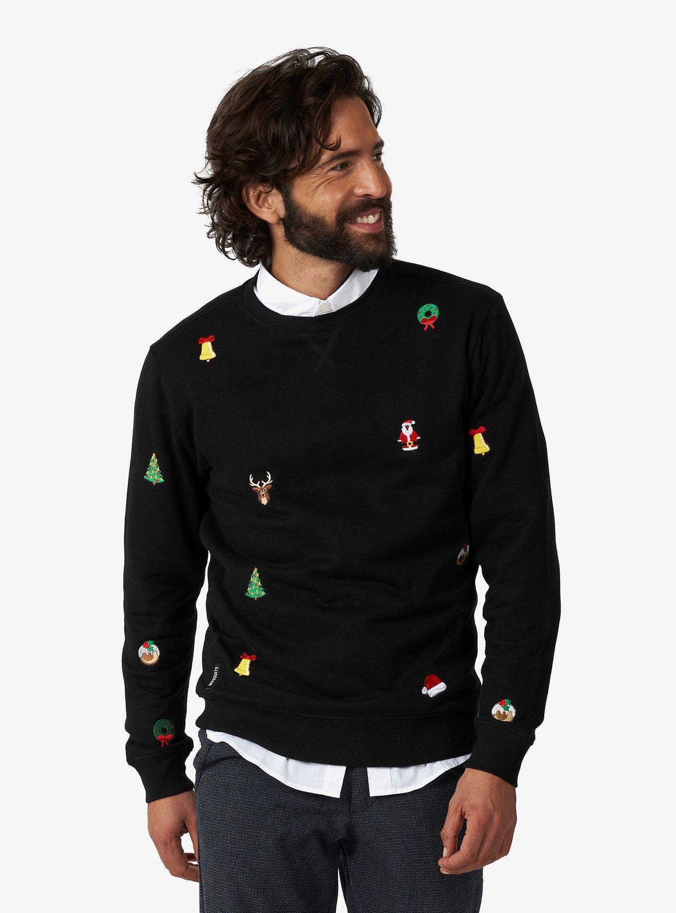 Christmas Icons Black Sweater, , hi-res