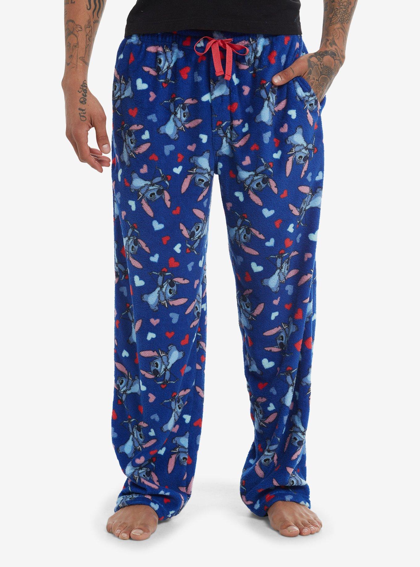 Disney Stitch Hearts Fuzzy Pajama Pants, , hi-res