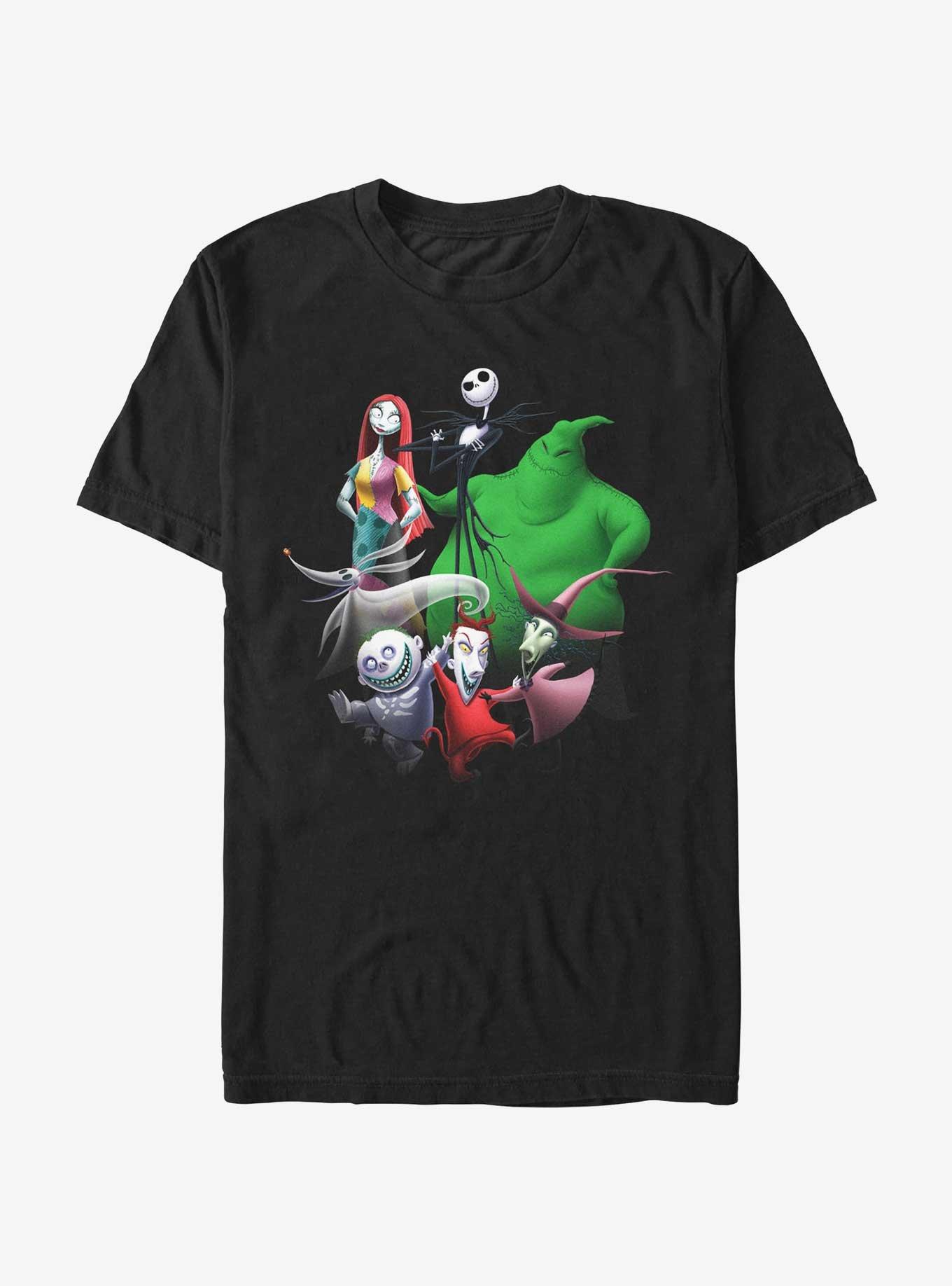 Disney The Nightmare Before Christmas Character Groupshot Neon T-Shirt, BLACK, hi-res