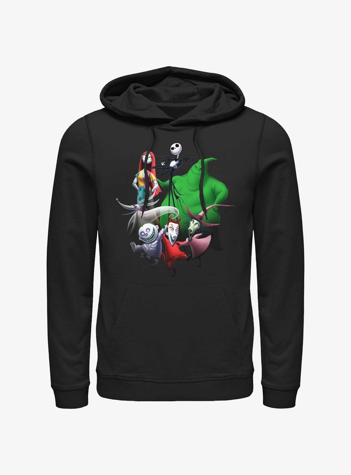 Disney The Nightmare Before Christmas Character Groupshot Neon Hoodie, BLACK, hi-res