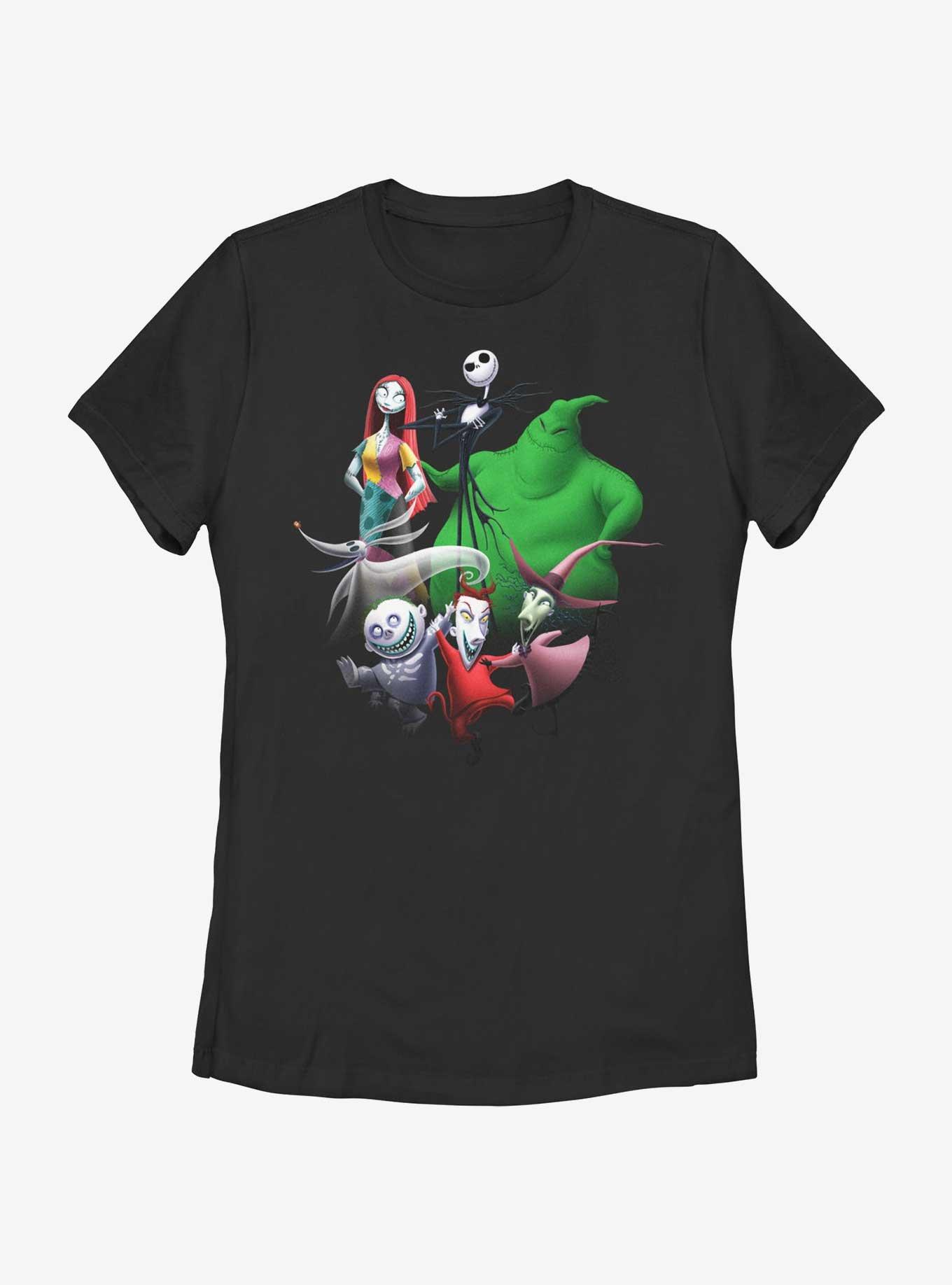 Disney The Nightmare Before Christmas Character Groupshot Neon Womens T-Shirt