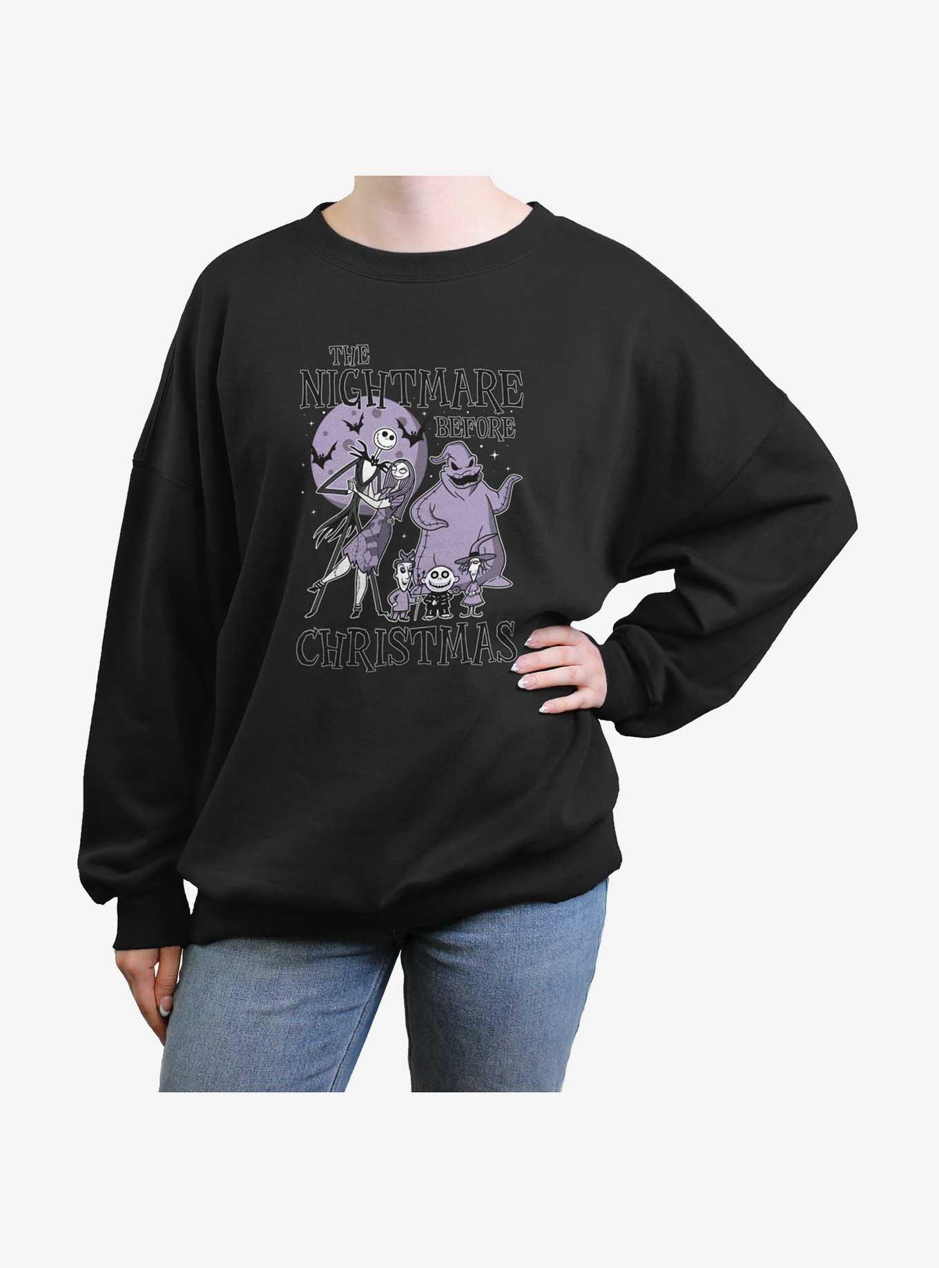 Disney The Nightmare Before Christmas Moonlight Horror Womens Oversized Sweatshirt, BLACK, hi-res