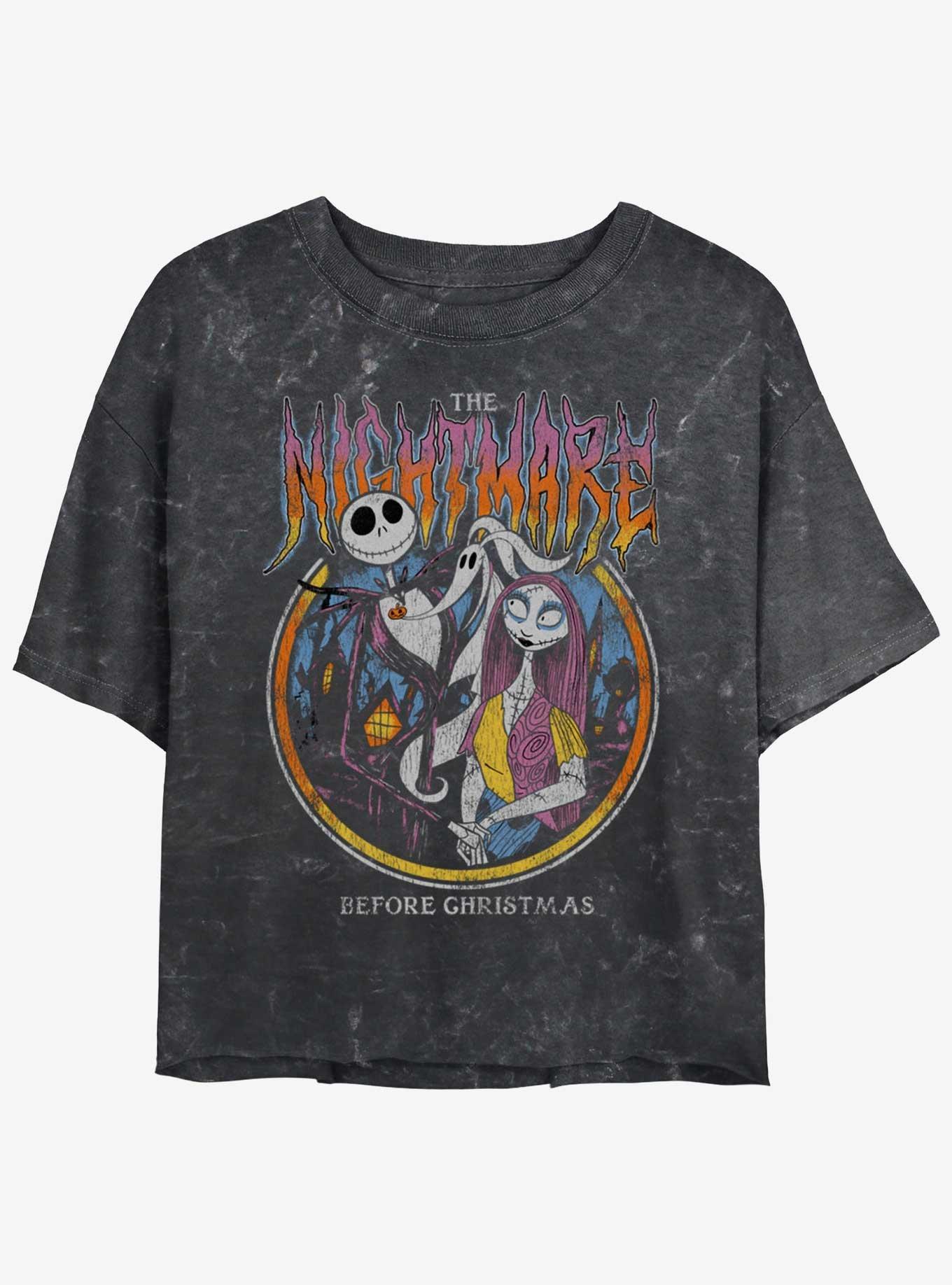 Disney The Nightmare Before Christmas Metal Circle Womens Mineral Wash Crop T-Shirt, , hi-res