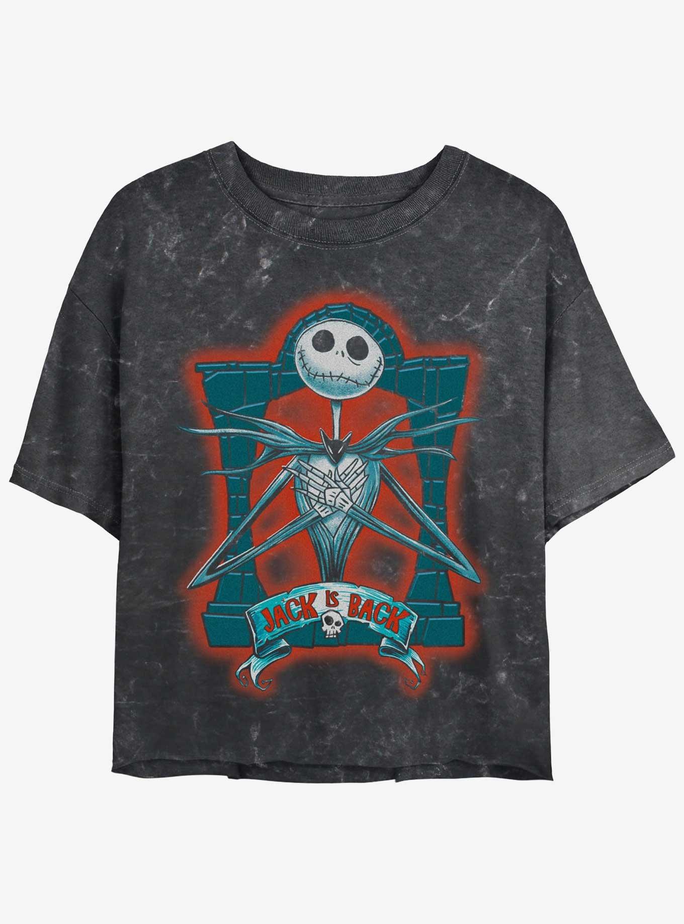 Disney The Nightmare Before Christmas Jack In The Crypt Womens Mineral Wash Crop T-Shirt, BLACK, hi-res