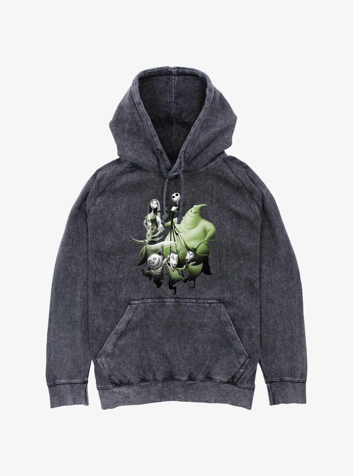 Disney The Nightmare Before Christmas Groupshot Mineral Wash Hoodie, BLACK, hi-res