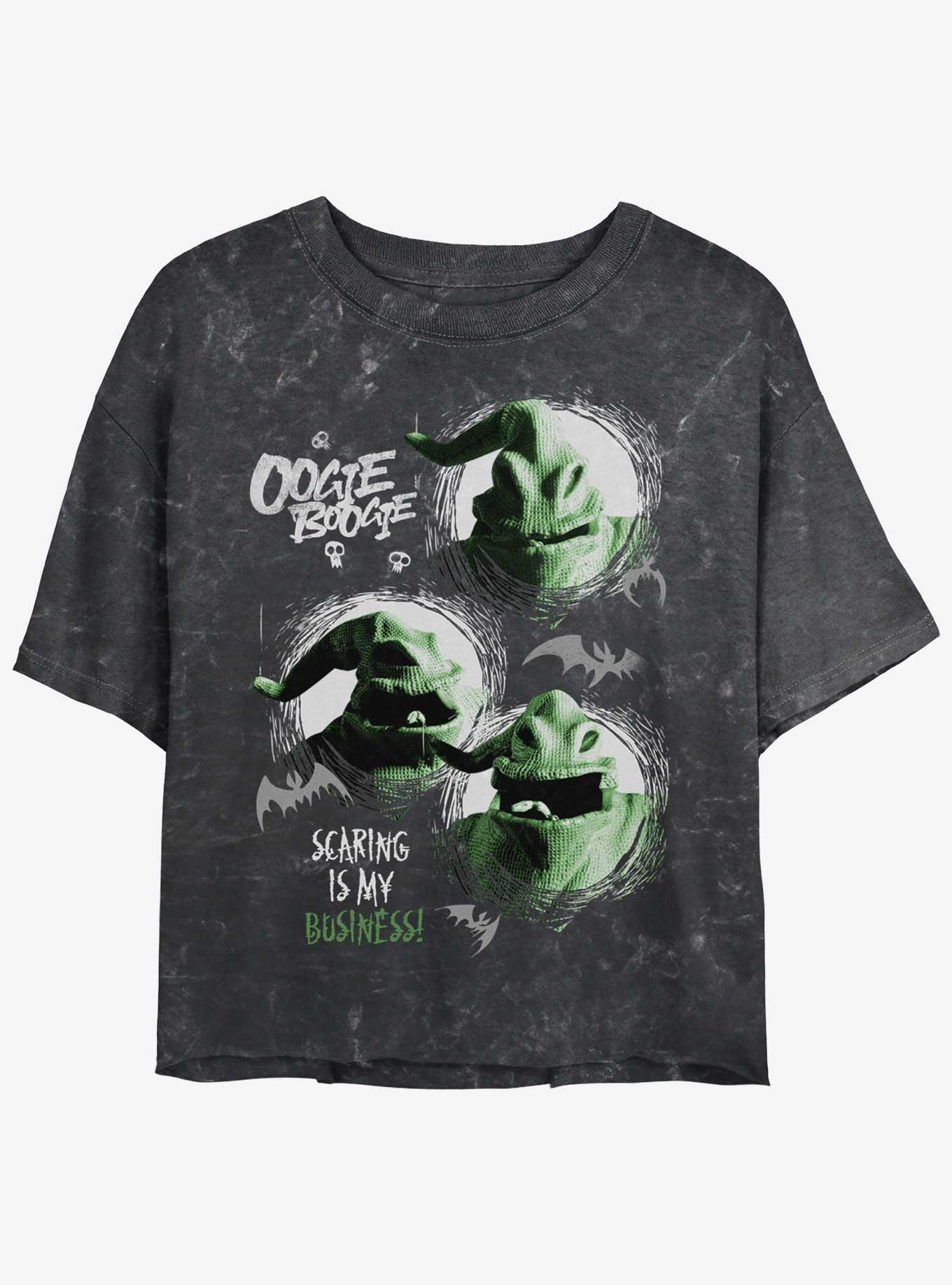 Disney The Nightmare Before Christmas The Oogie Boogie My Business Womens Mineral Wash Crop T-Shirt, BLACK, hi-res