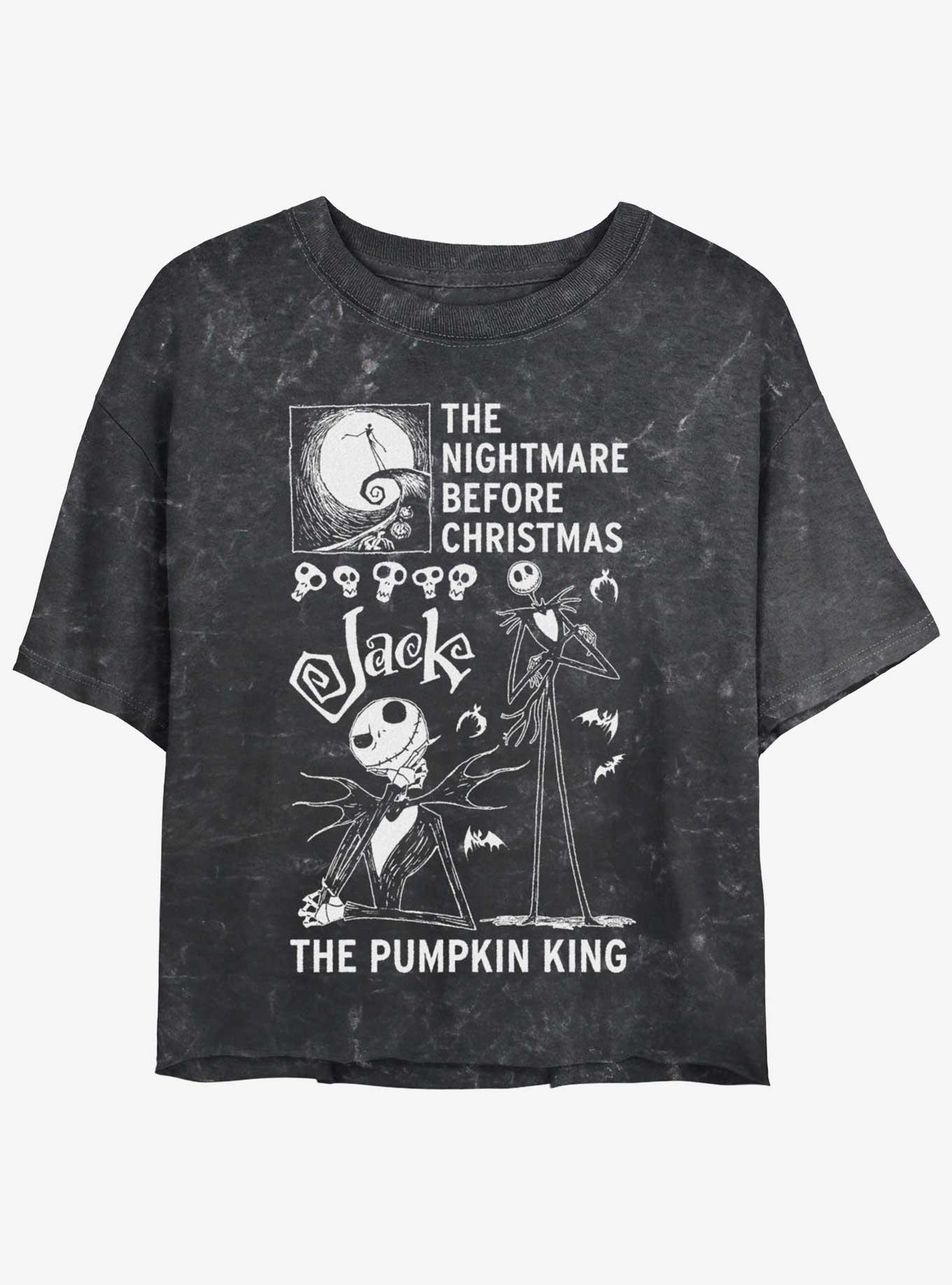 Disney The Nightmare Before Christmas Jack Womens Mineral Wash Crop T-Shirt, BLACK, hi-res