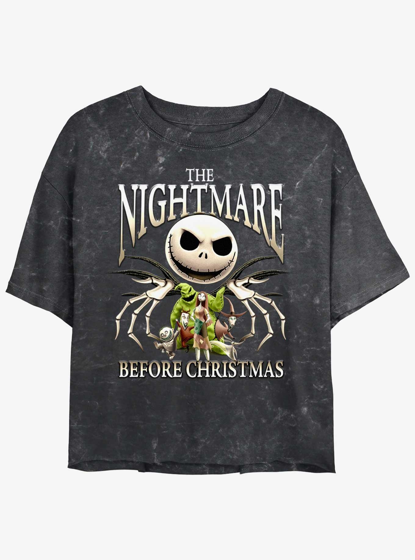 Disney The Nightmare Before Christmas Jacks A Nightmare Womens Mineral Wash Crop T-Shirt, BLACK, hi-res