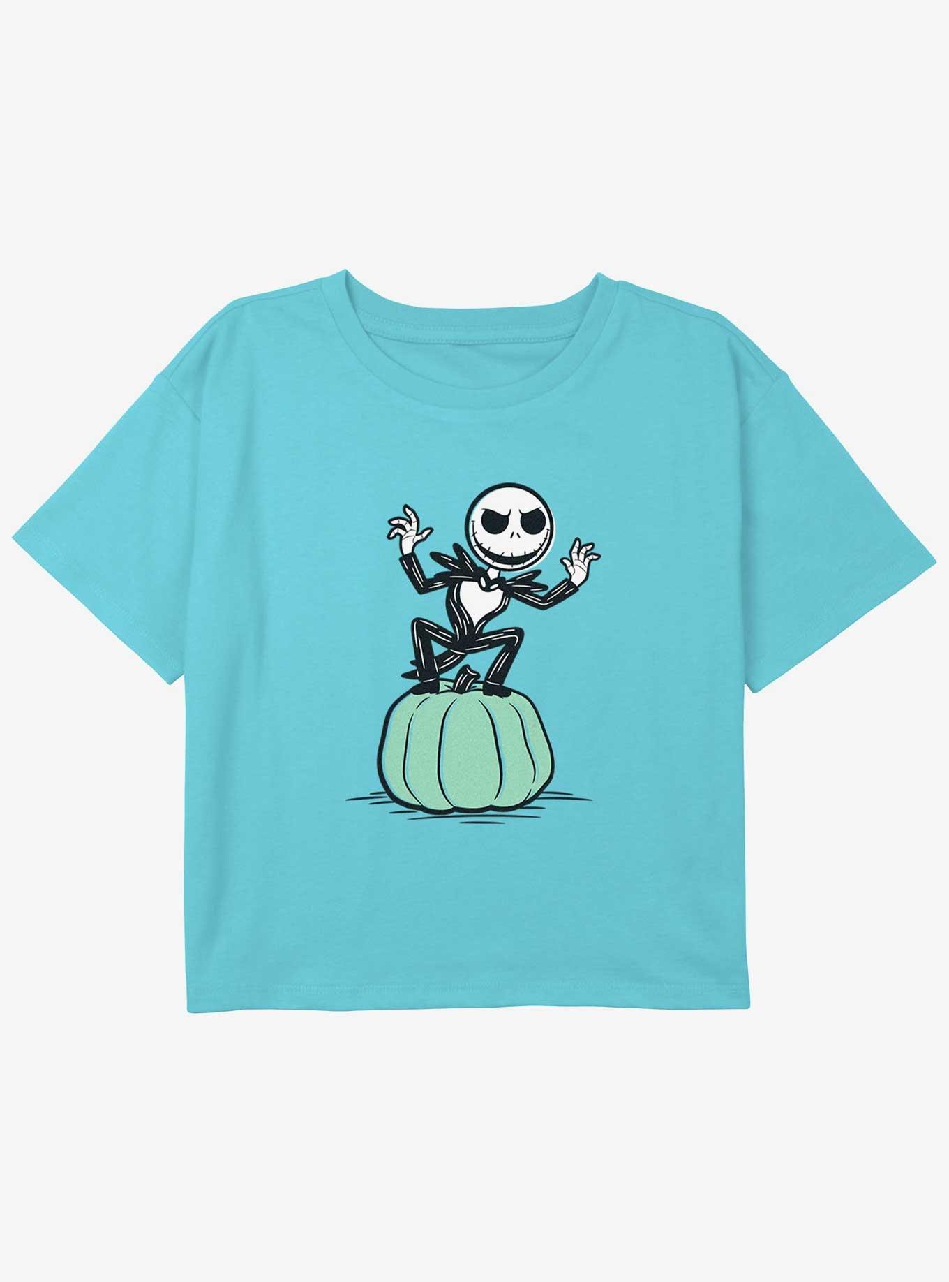 Disney The Nightmare Before Christmas Jack In Pumpkin Youth Girls Boxy Crop T-Shirt, BLUE, hi-res