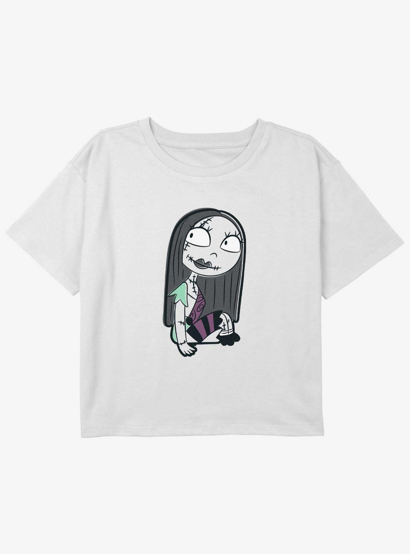 Disney The Nightmare Before Christmas Sally Smile Youth Girls Boxy Crop T-Shirt, WHITE, hi-res