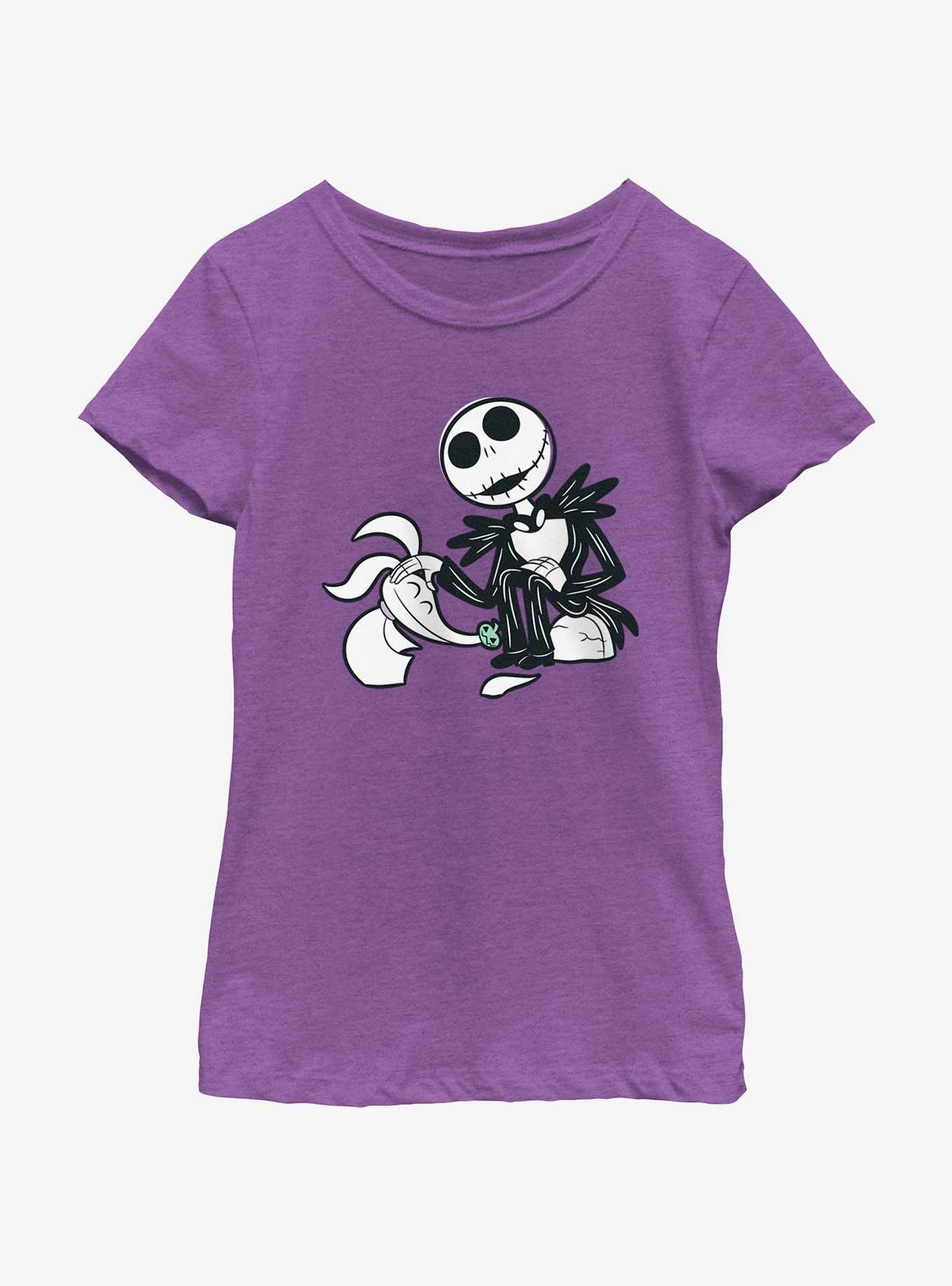 Disney The Nightmare Before Christmas Jack With Zero Youth Girls T-Shirt, PURPLE BERRY, hi-res