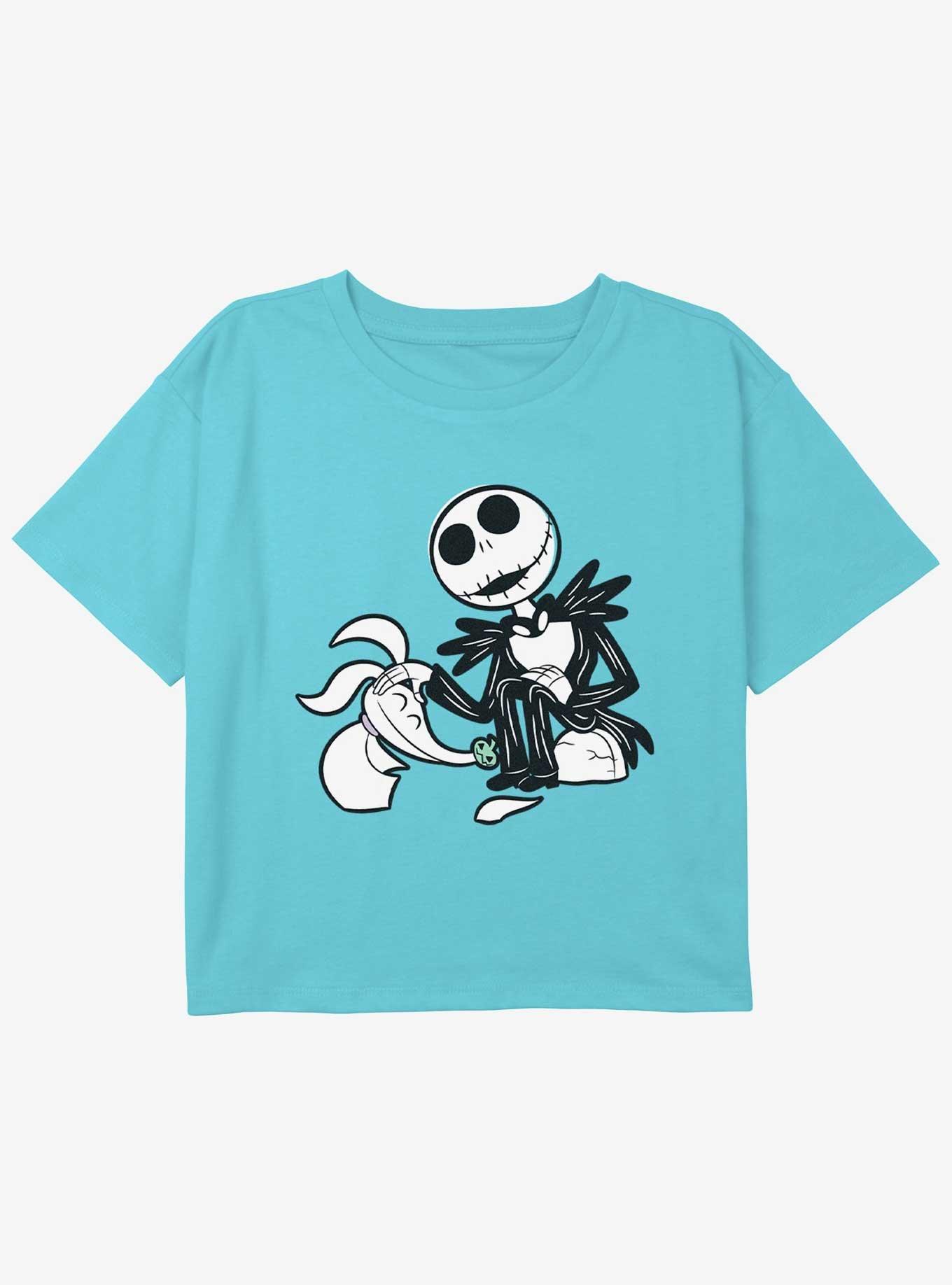 Disney The Nightmare Before Christmas Jack With Zero Youth Girls Boxy Crop T-Shirt