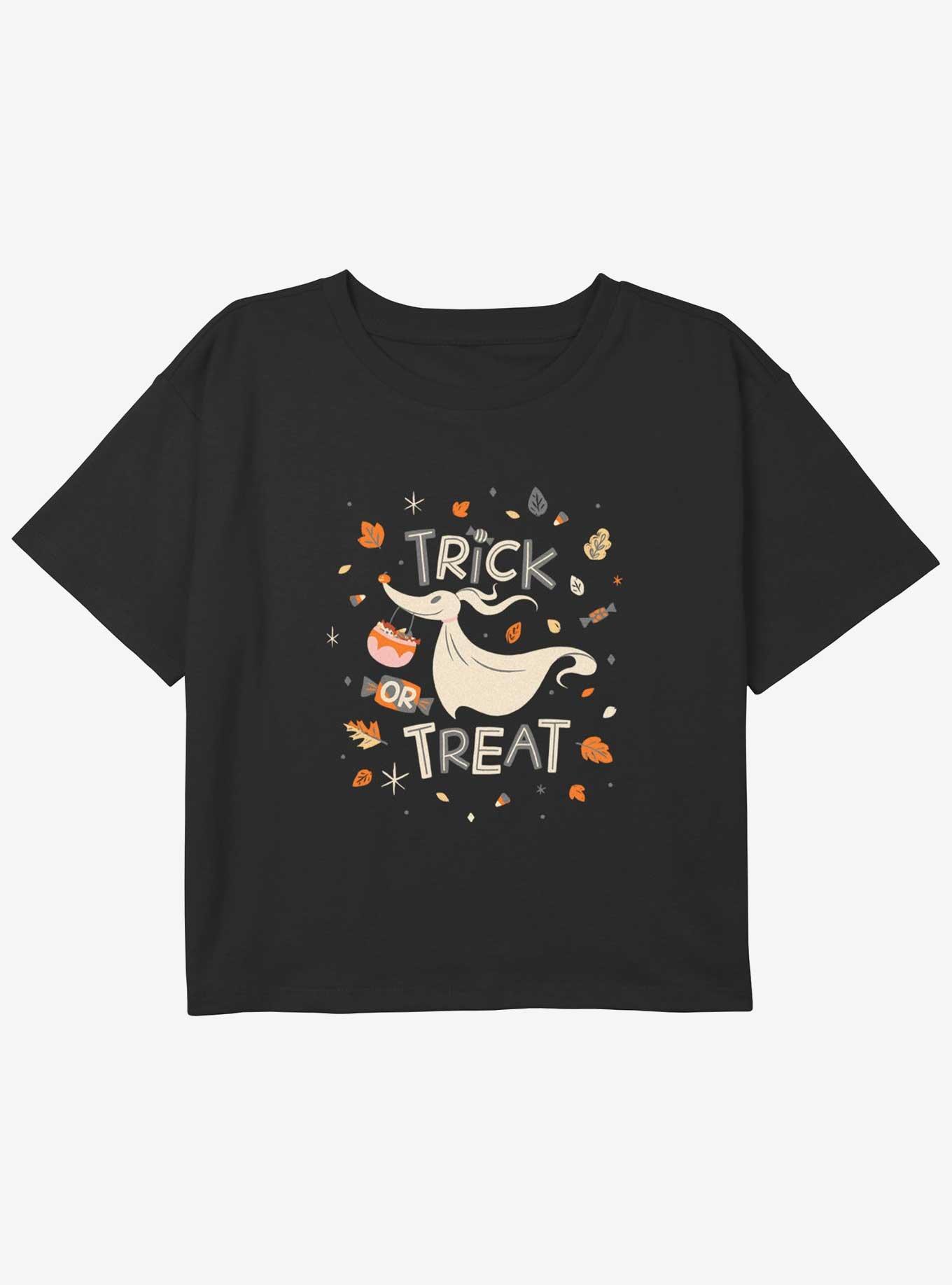 Disney The Nightmare Before Christmas Zero Trick Or Treat Youth Girls Boxy Crop T-Shirt, BLACK, hi-res