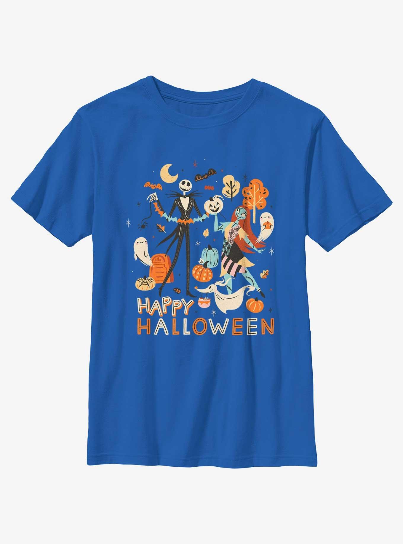 Disney The Nightmare Before Christmas Happy Halloween Sally Jack Youth T-Shirt, ROYAL, hi-res