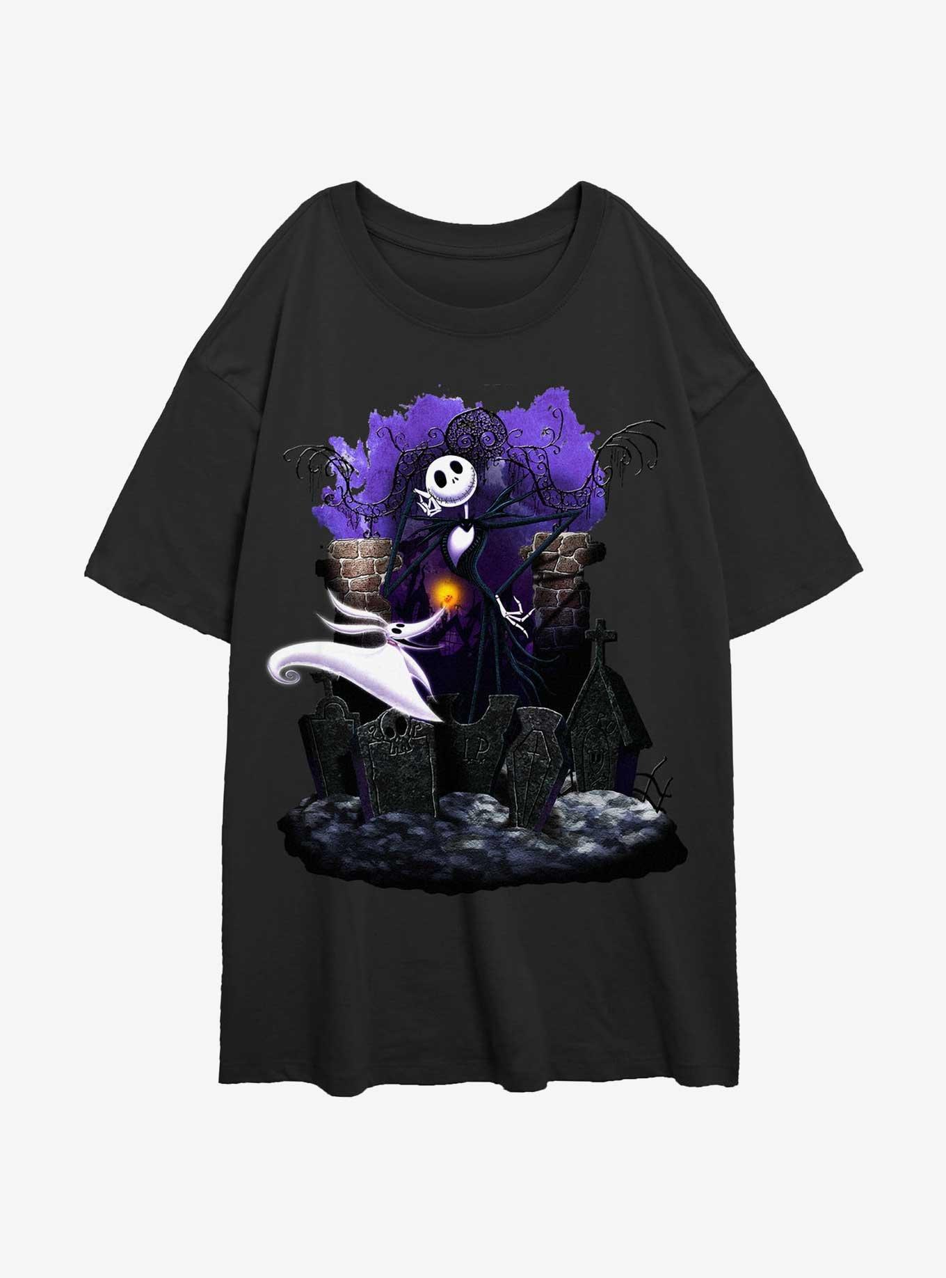 Disney The Nightmare Before Christmas Graveyard Buddies Womens Oversized T-Shirt, BLACK, hi-res