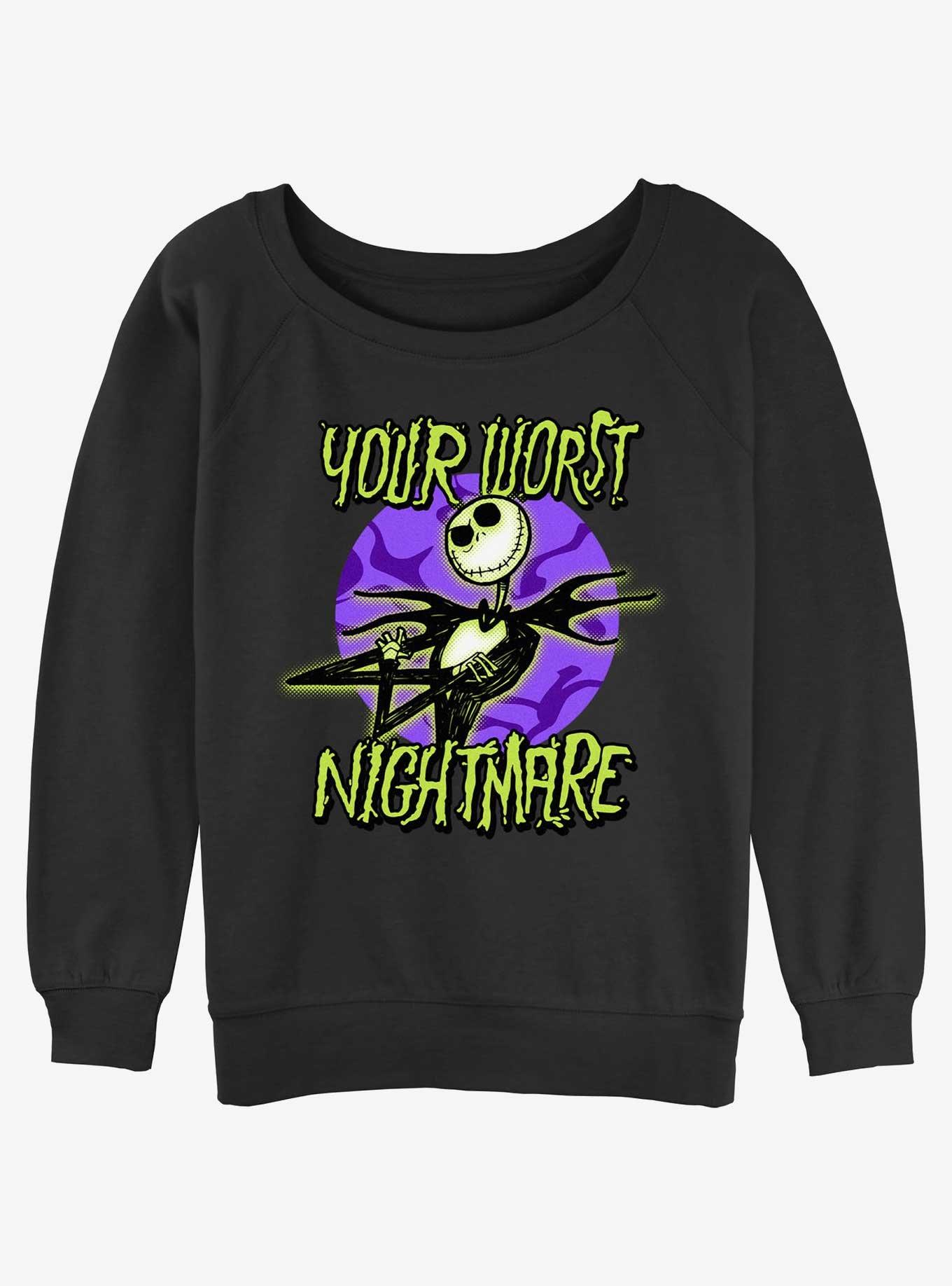 Disney The Nightmare Before Christmas Your Worst Nightmare Womens Slouchy Sweatshirt, BLACK, hi-res