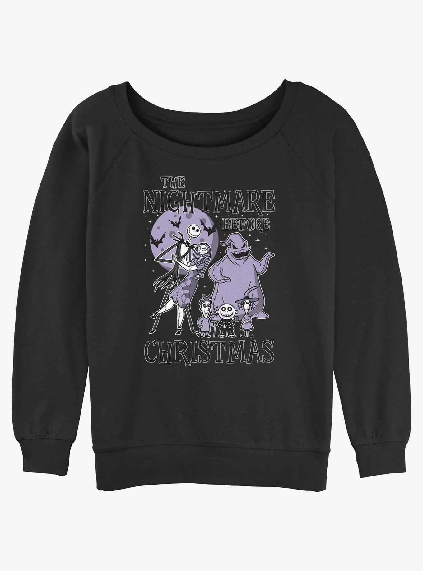 Disney The Nightmare Before Christmas Moonlight Horror Womens Slouchy Sweatshirt, BLACK, hi-res