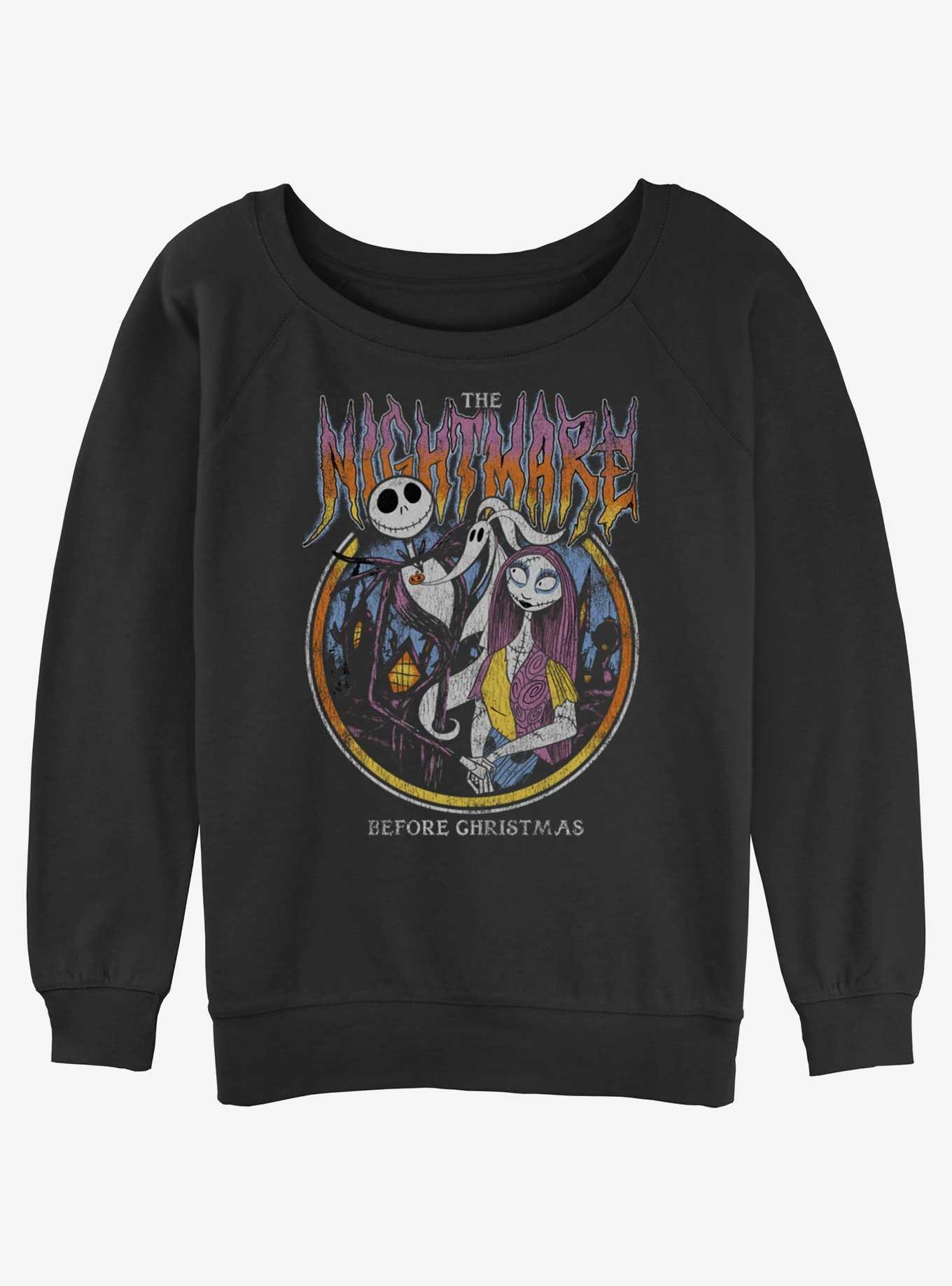 Disney The Nightmare Before Christmas Metal Circle Womens Slouchy Sweatshirt, BLACK, hi-res