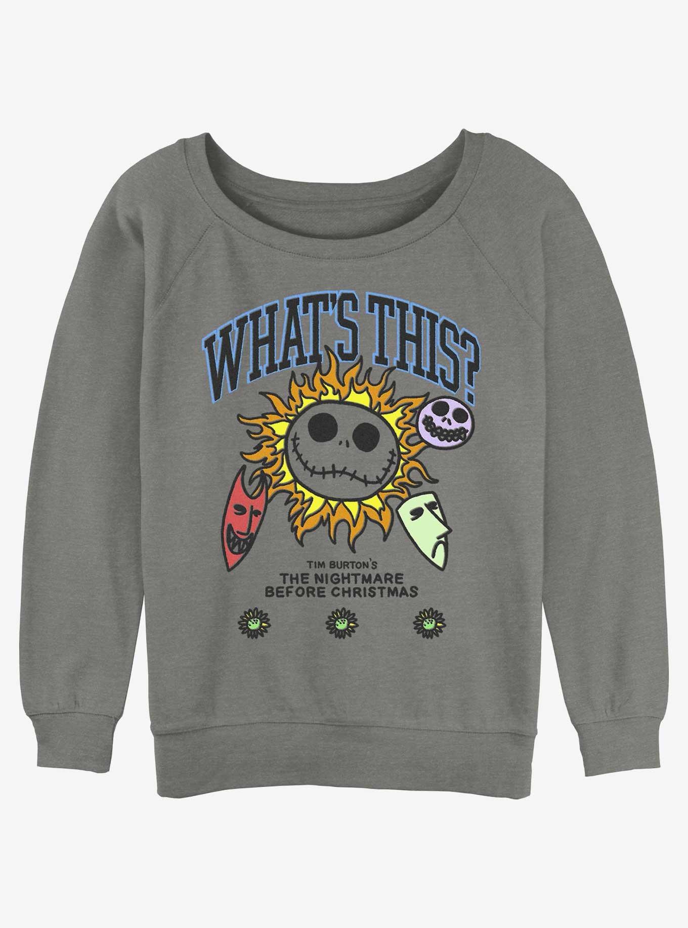 Disney The Nightmare Before Christmas What's this Womens Slouchy Sweatshirt, GRAY HTR, hi-res