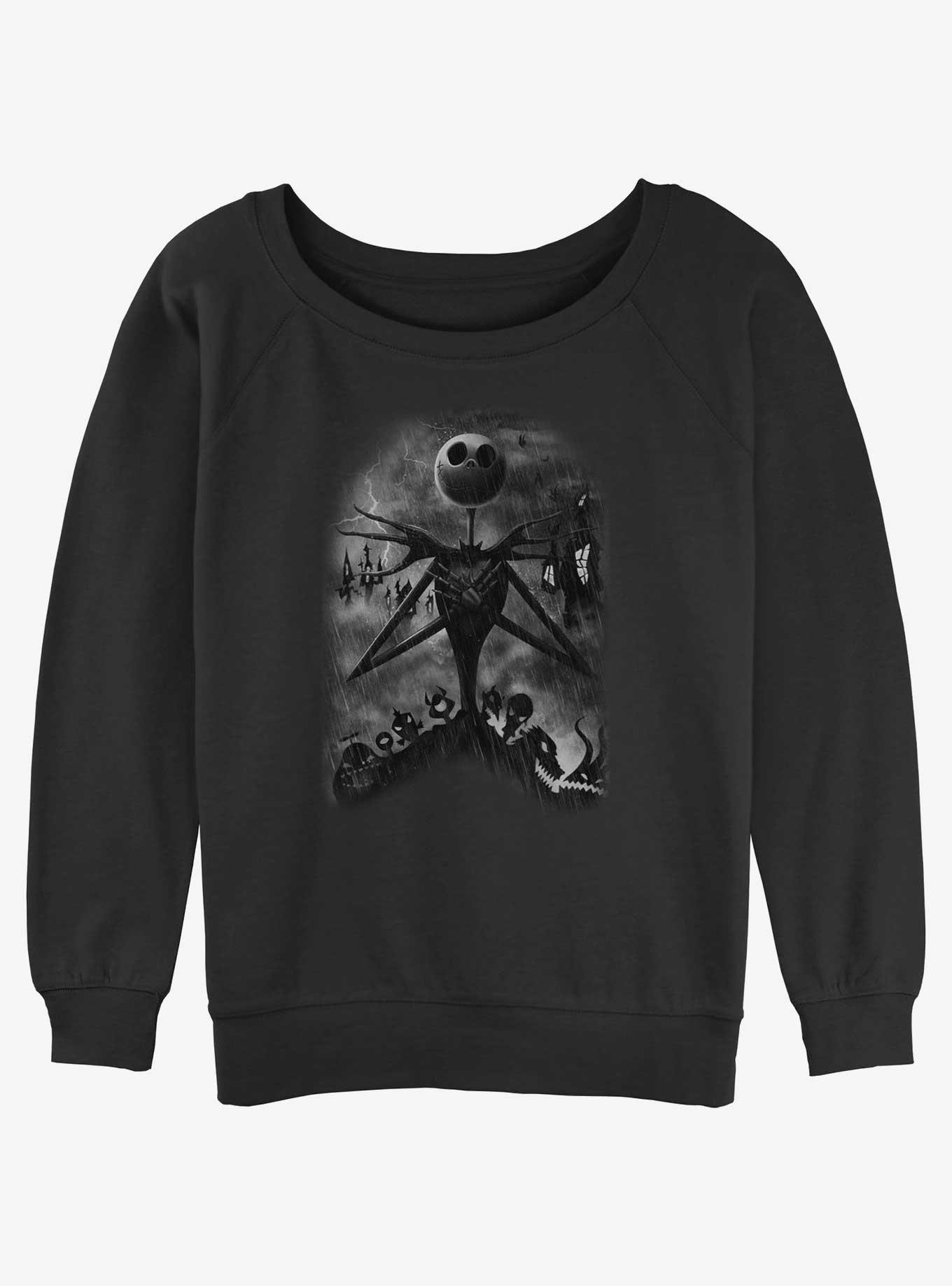 Disney The Nightmare Before Christmas Jack Night Sky Womens Slouchy Sweatshirt, BLACK, hi-res