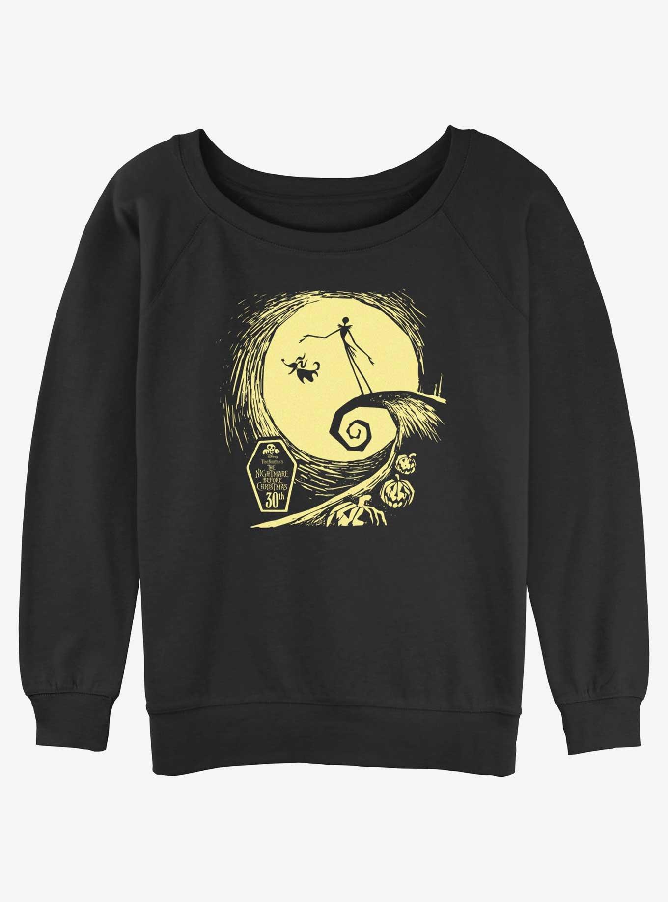 Disney The Nightmare Before Christmas Moon Friends Womens Slouchy Sweatshirt, BLACK, hi-res