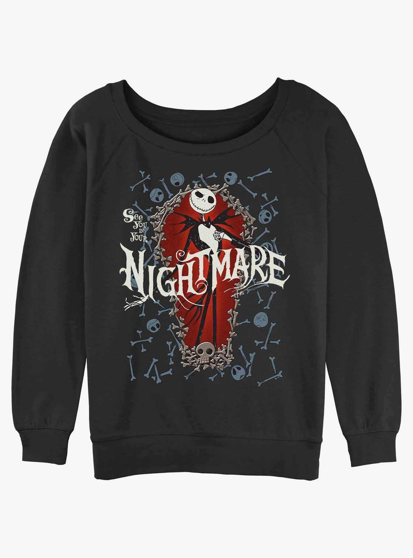 Disney The Nightmare Before Christmas Jack Bone Coffin Womens Slouchy Sweatshirt, BLACK, hi-res