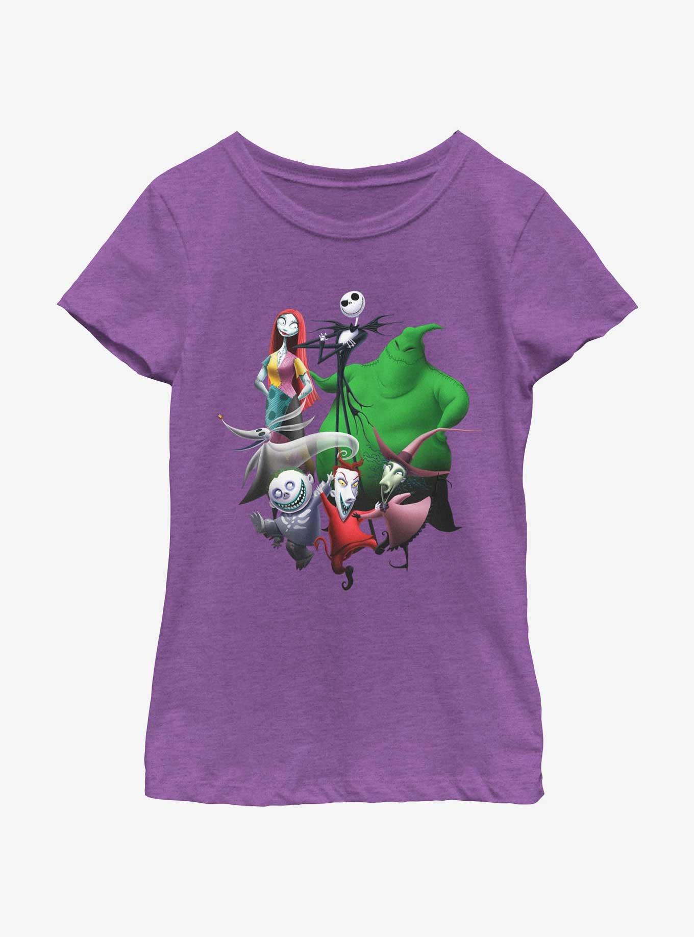 Disney The Nightmare Before Christmas Character Groupshot Neon Youth Girls T-Shirt, , hi-res