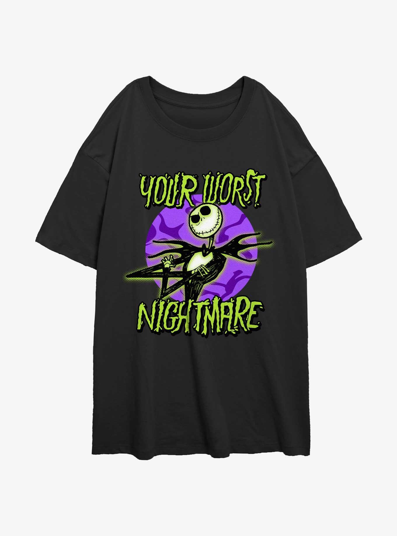 Disney The Nightmare Before Christmas Your Worst Nightmare Womens Oversized T-Shirt, BLACK, hi-res