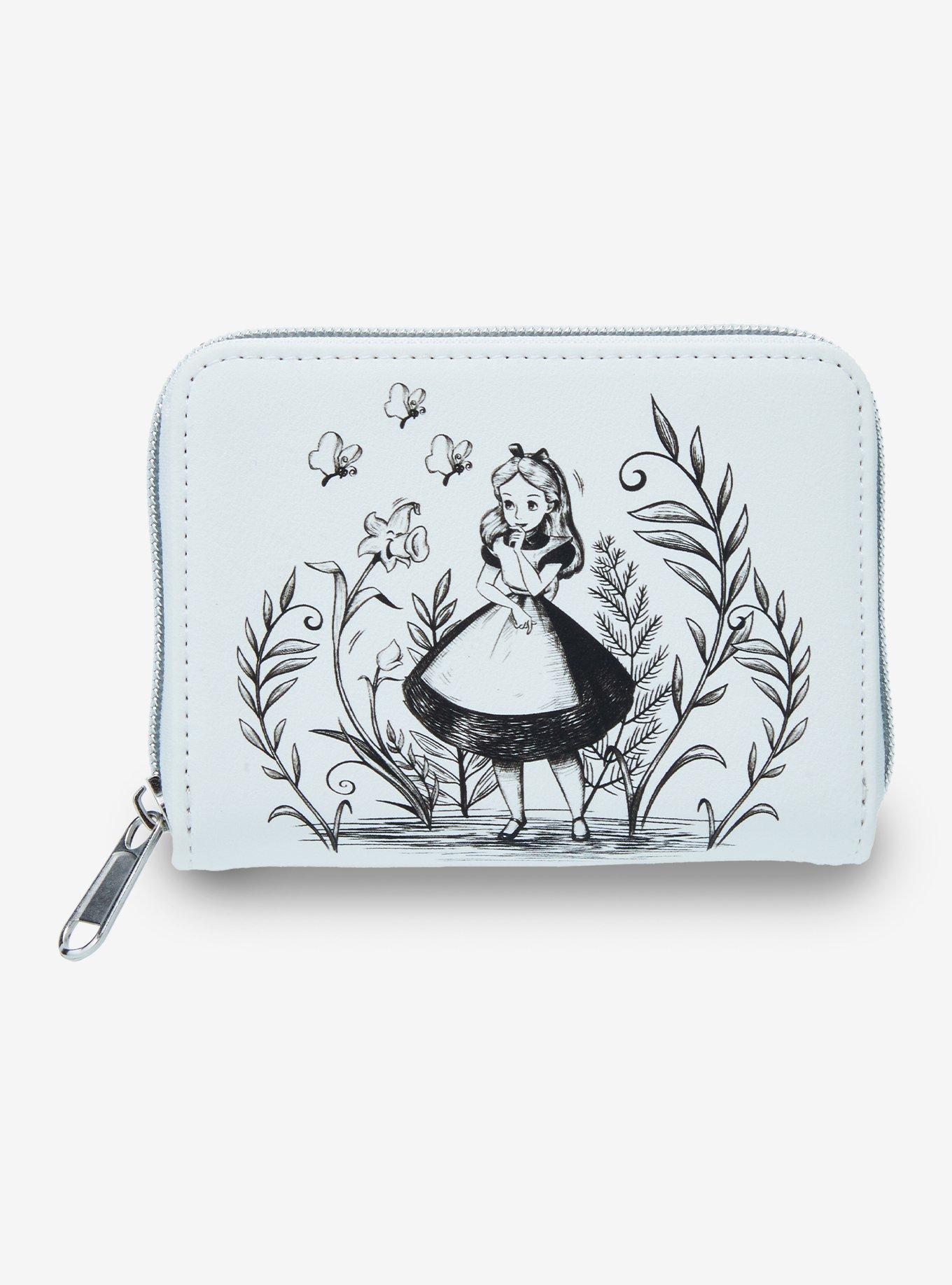 Loungefly Disney Alice In Wonderland Black & White Mini Zipper Wallet, , hi-res