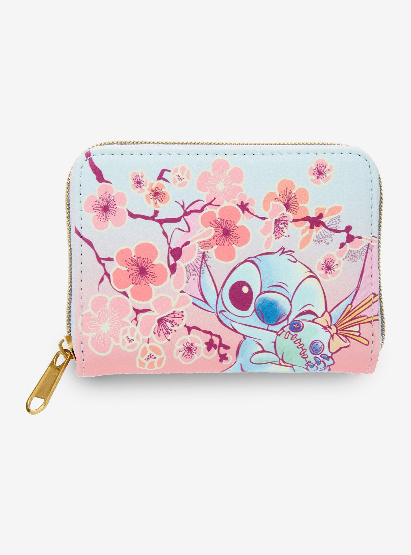 Loungefly Disney Stitch & Scrump Cherry Blossoms Mini Zipper Wallet, , hi-res