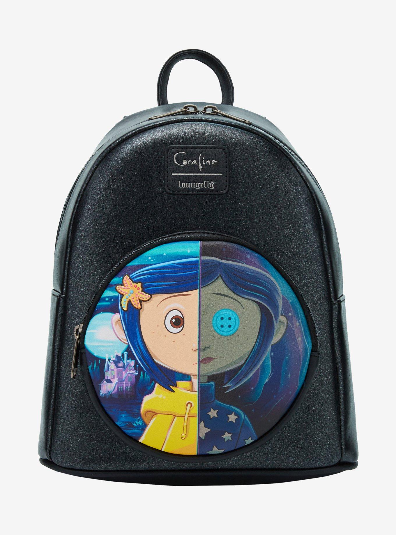 coraline mini backpacks Loungefly Coraline Split Face Iridescent Mini Backpack