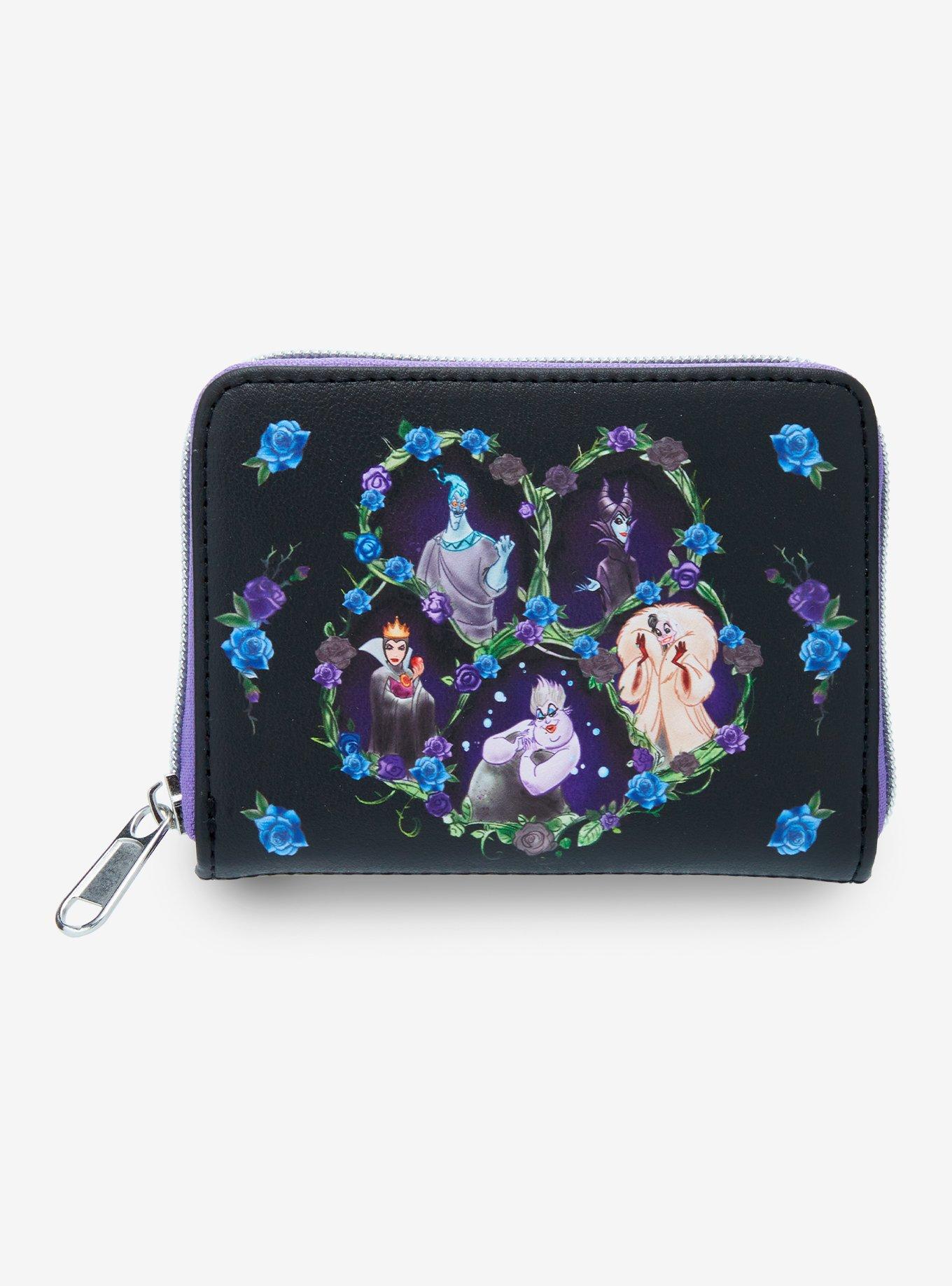 Loungefly Disney Villains Floral Icons Mini Zipper Wallet