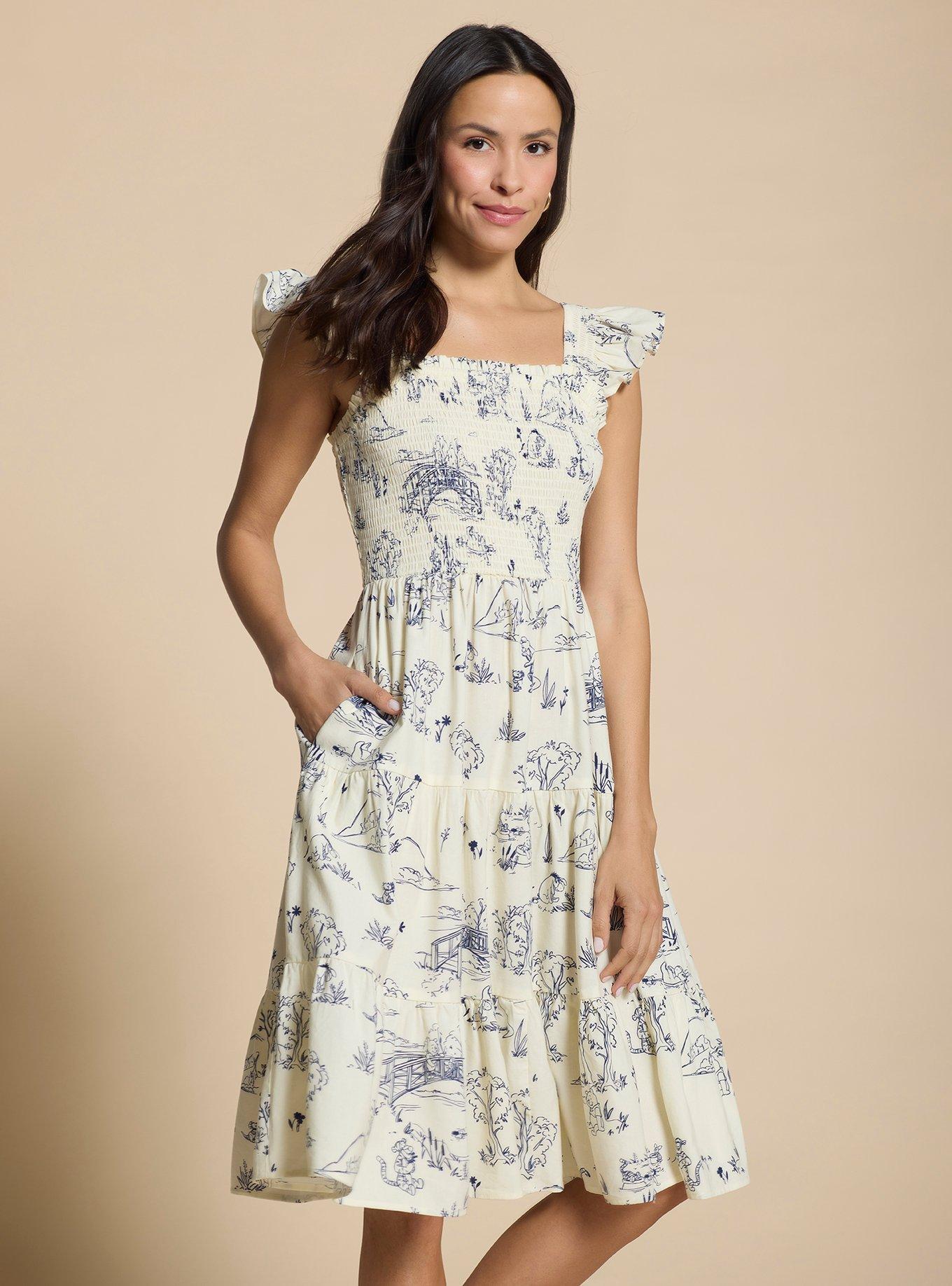 Disney Winnie the Pooh Hundred Acre Wood Smock Midi Dress — BoxLunch Exclusive, , hi-res