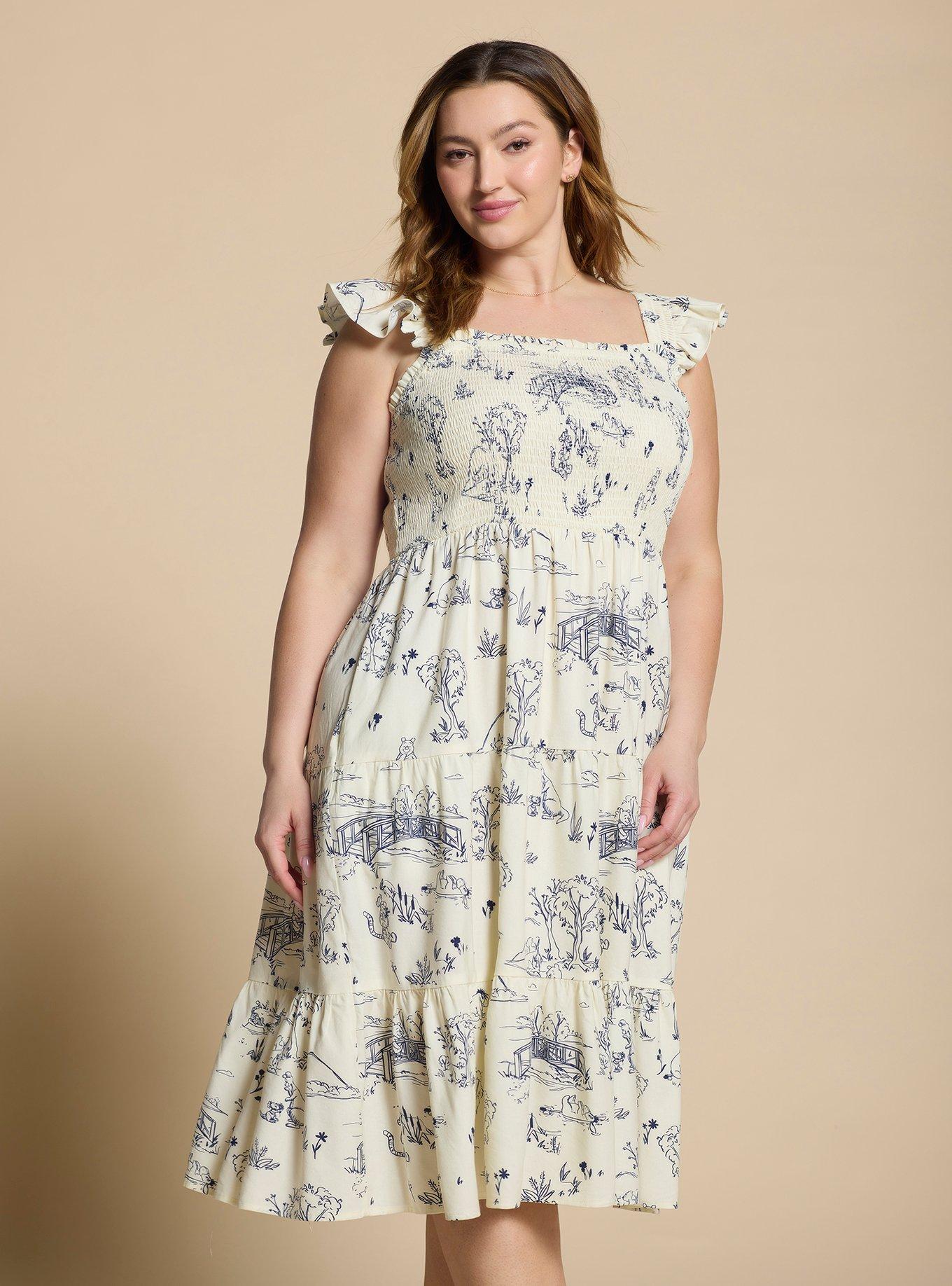 Disney Winnie the Pooh Hundred Acre Wood Smock Plus Size Midi Dress — BoxLunch Exclusive, , hi-res