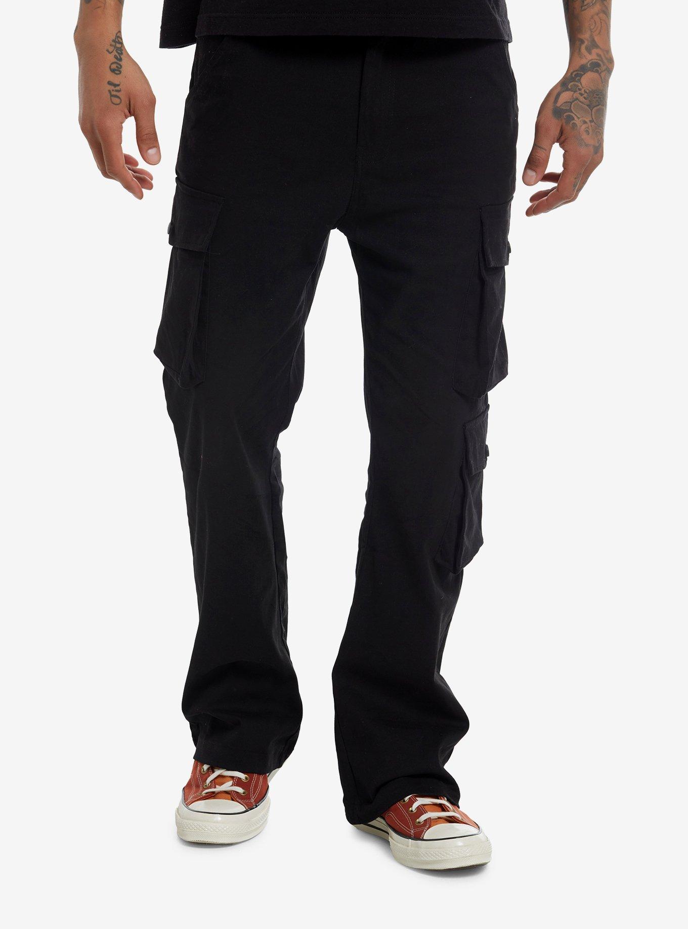 Black Snap Pocket Cargo Pants, , hi-res