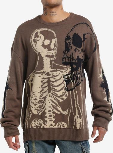 Social Collision Skeleton Cross Sweater | Hot Topic