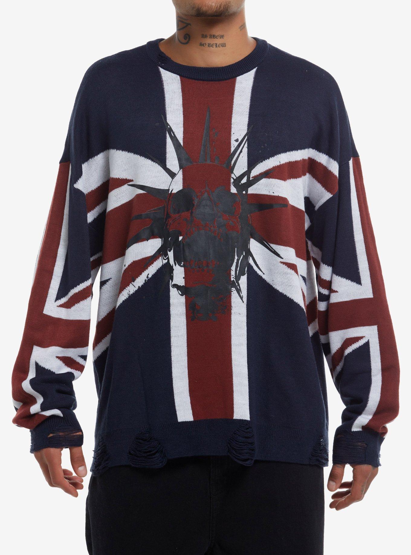 Union Jack Punk Skull Sweater, , hi-res